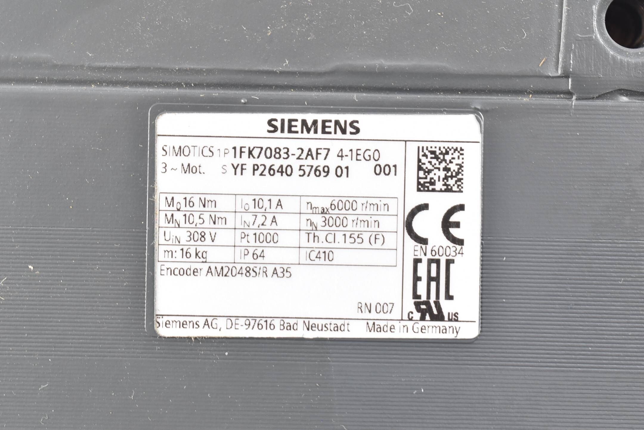 Siemens simotics S Synchronmotor 1FK7 083-2AF74-1EG0 ( 1FK7083-2AF74-1EG0 ) 