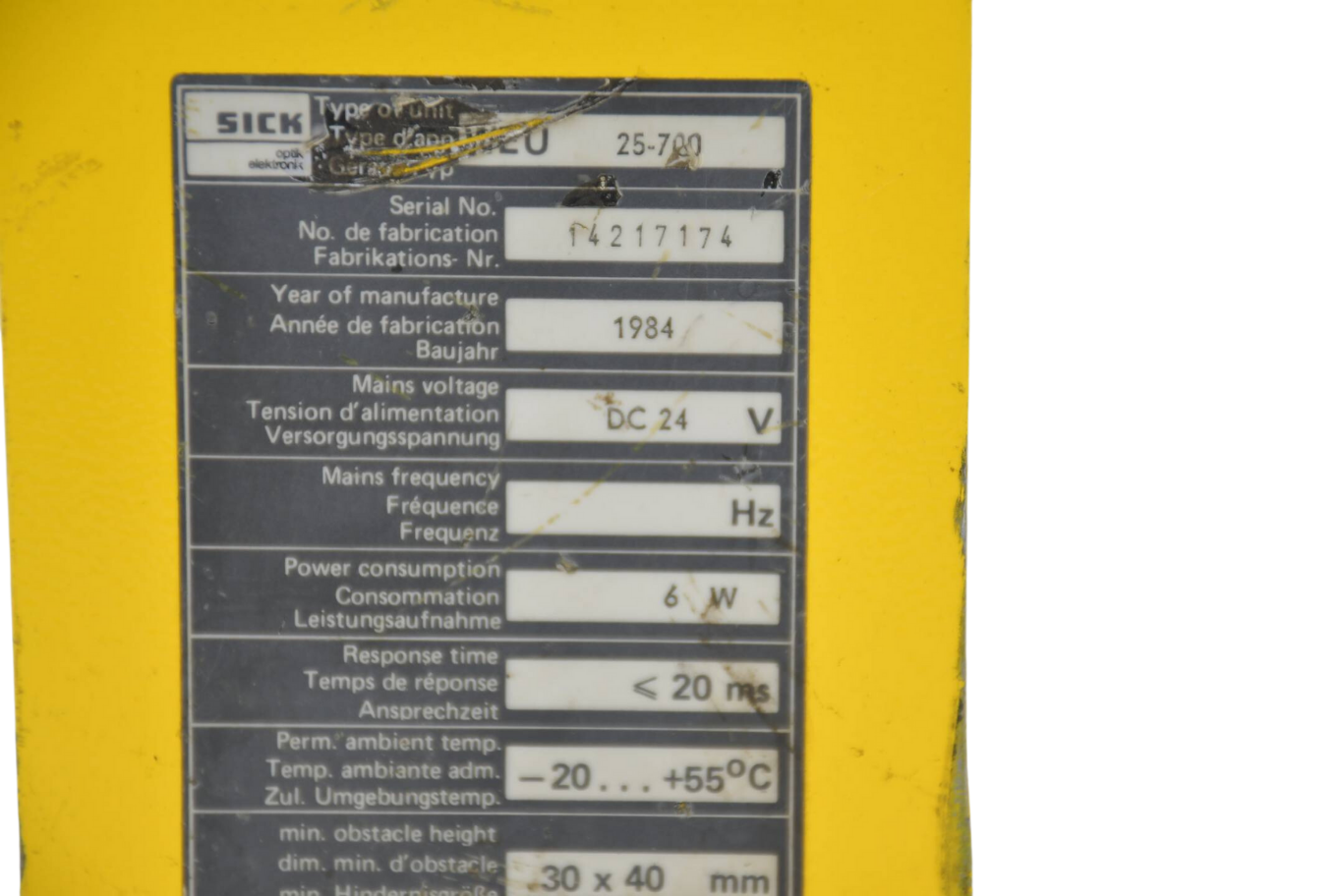 SICK Einstrahl Sicherheits-Lichtschranken Empfänger WEU 25-700 ( WEU25 )