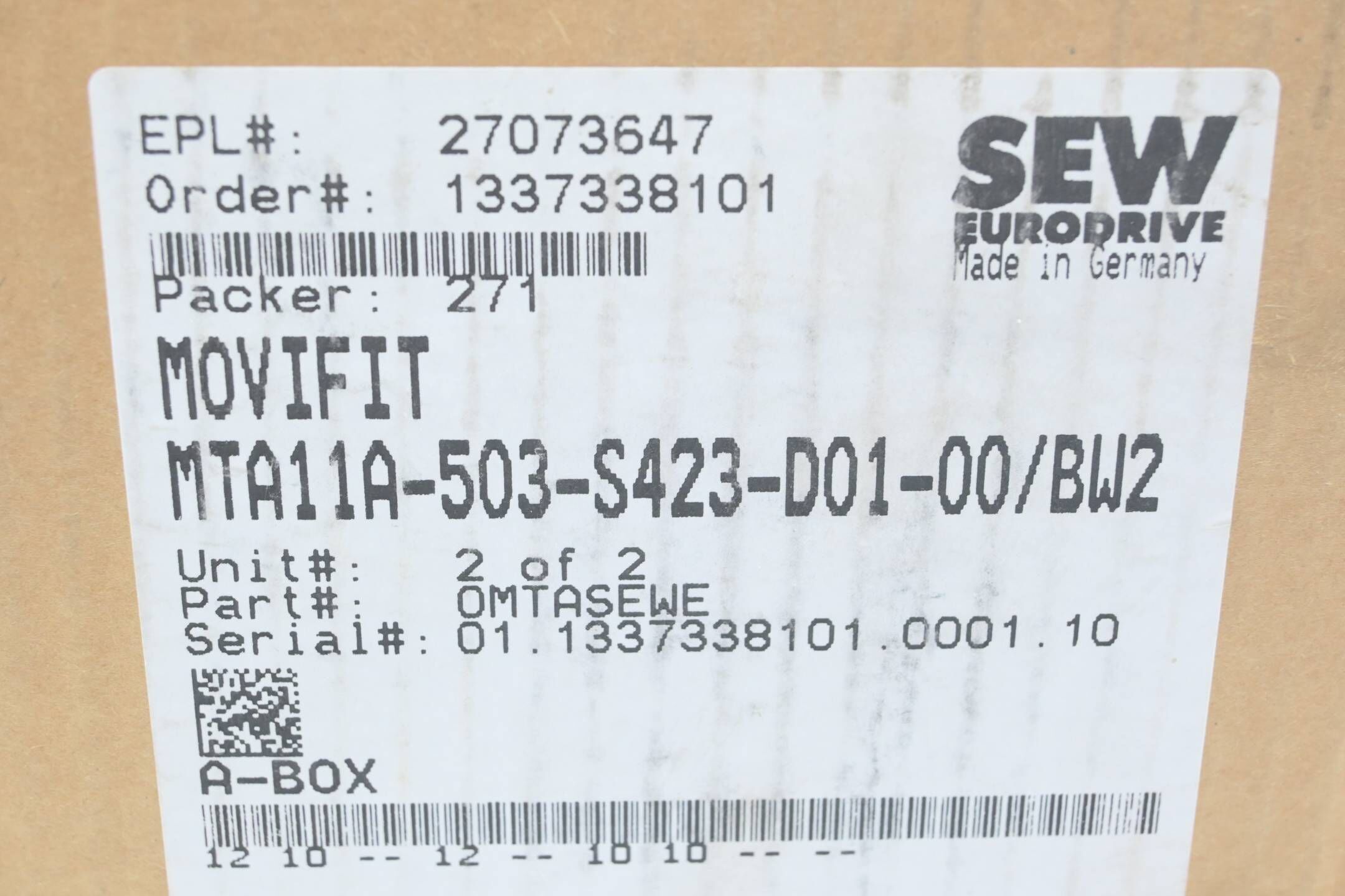 SEW Eurodrive Movifit Anschlussbox MTA11A-503-S423-D01-00/BW2