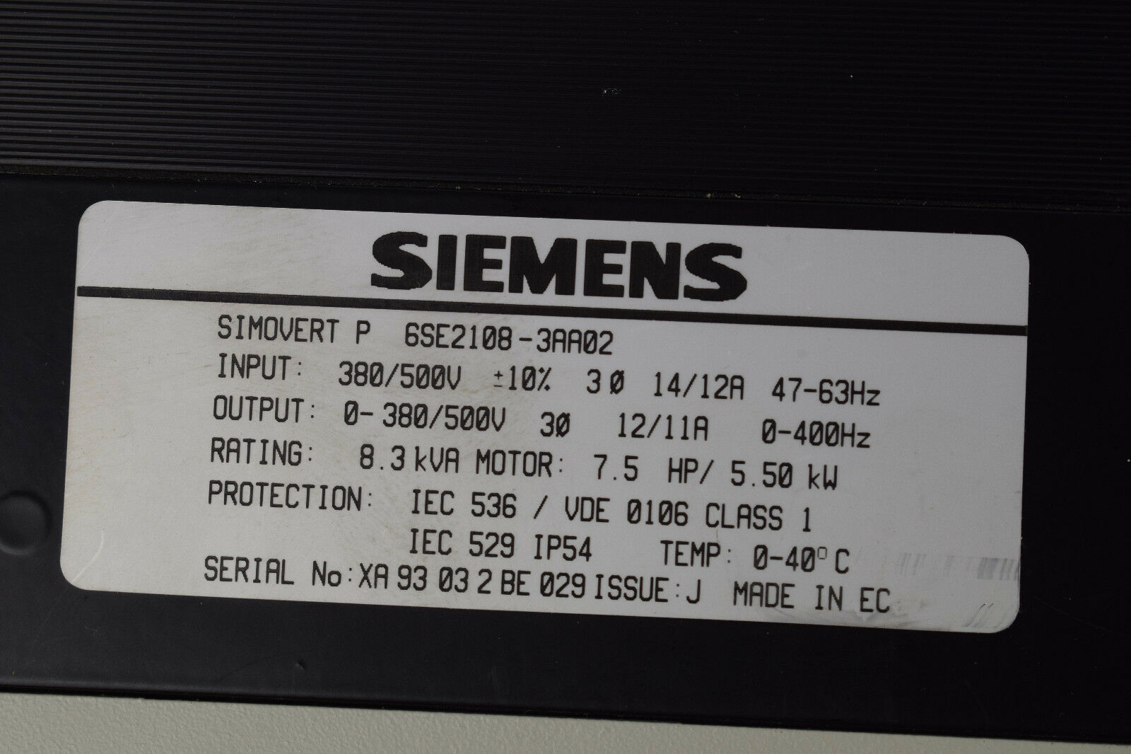Siemens simovert P 6SE2 108-3AA02 ( 6SE2108-3AA02 )