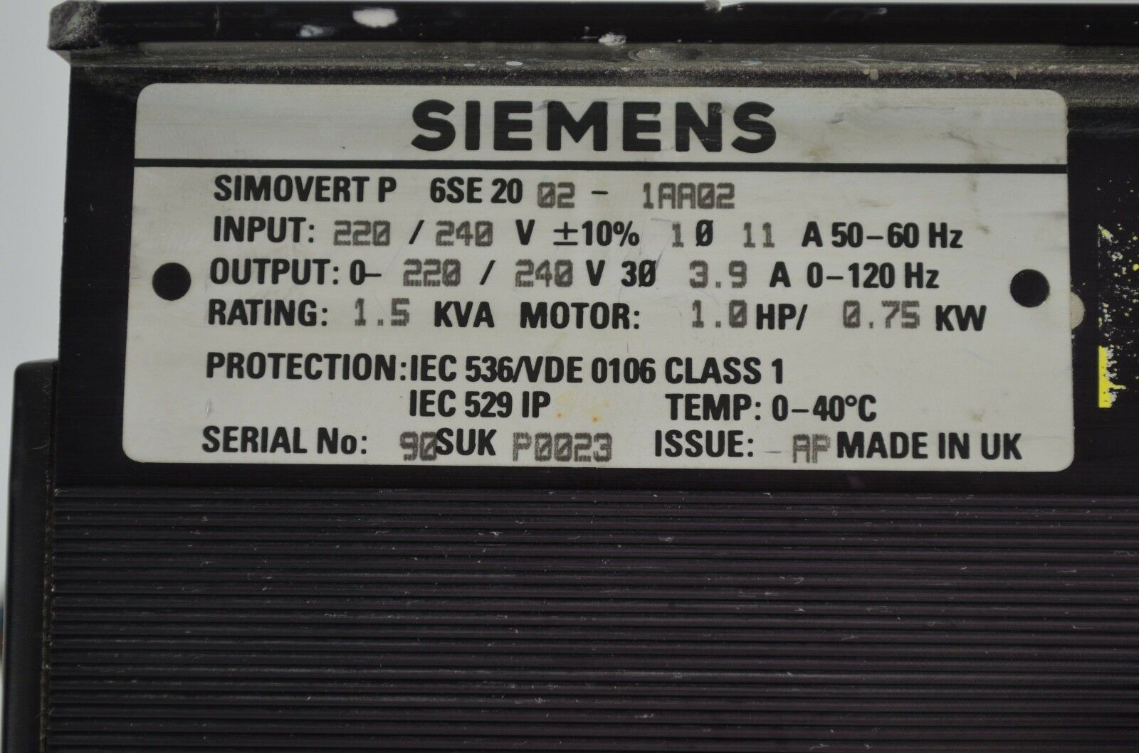 Siemens simovert P 6SE2002-1AA02 ( 6SE2 002-1AA02 )