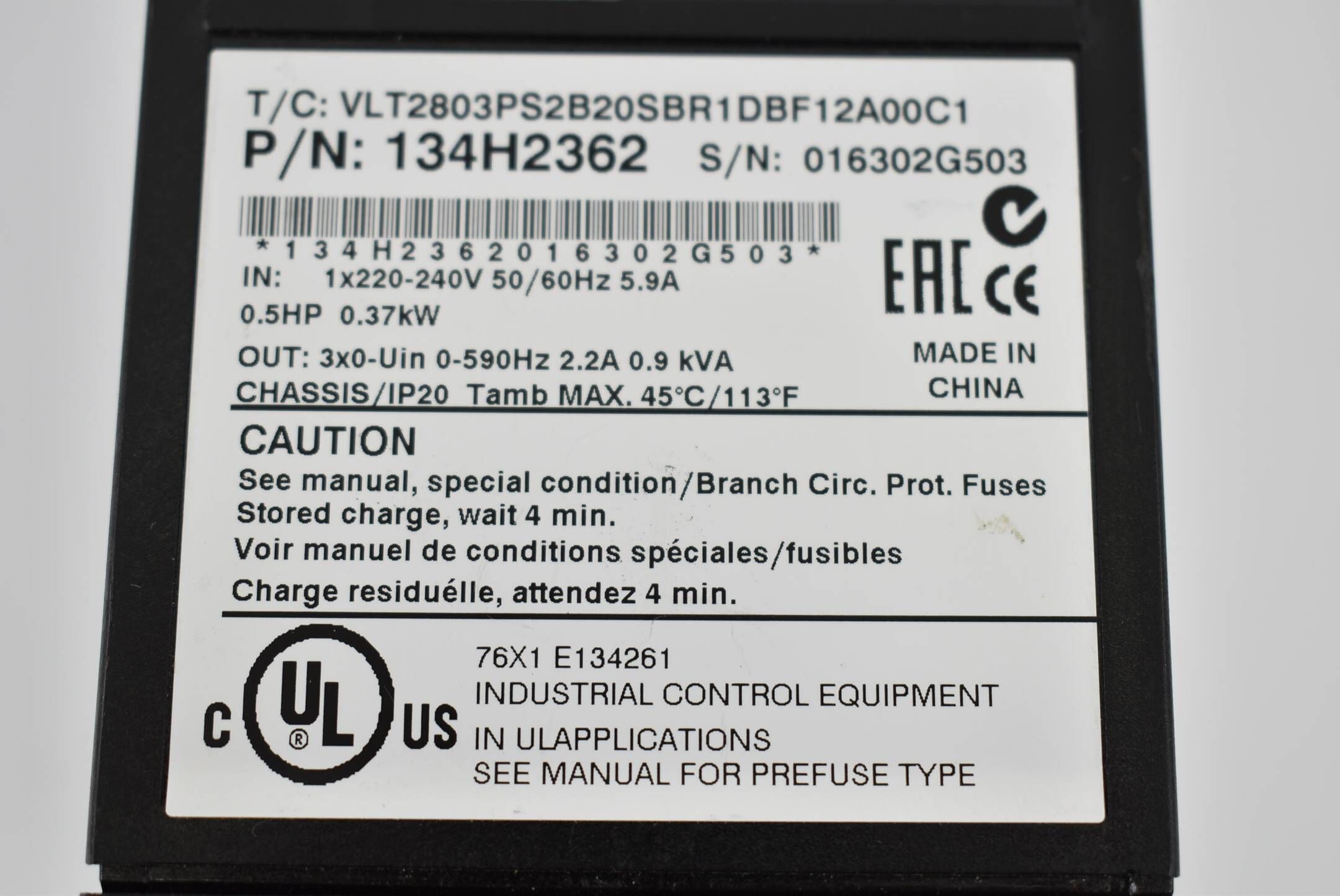 DEFEKT Danfoss Umrichter 220-240V 5,9A VLT2803PS2B20SBR1DBF12A00C1 ( 134H2362 )