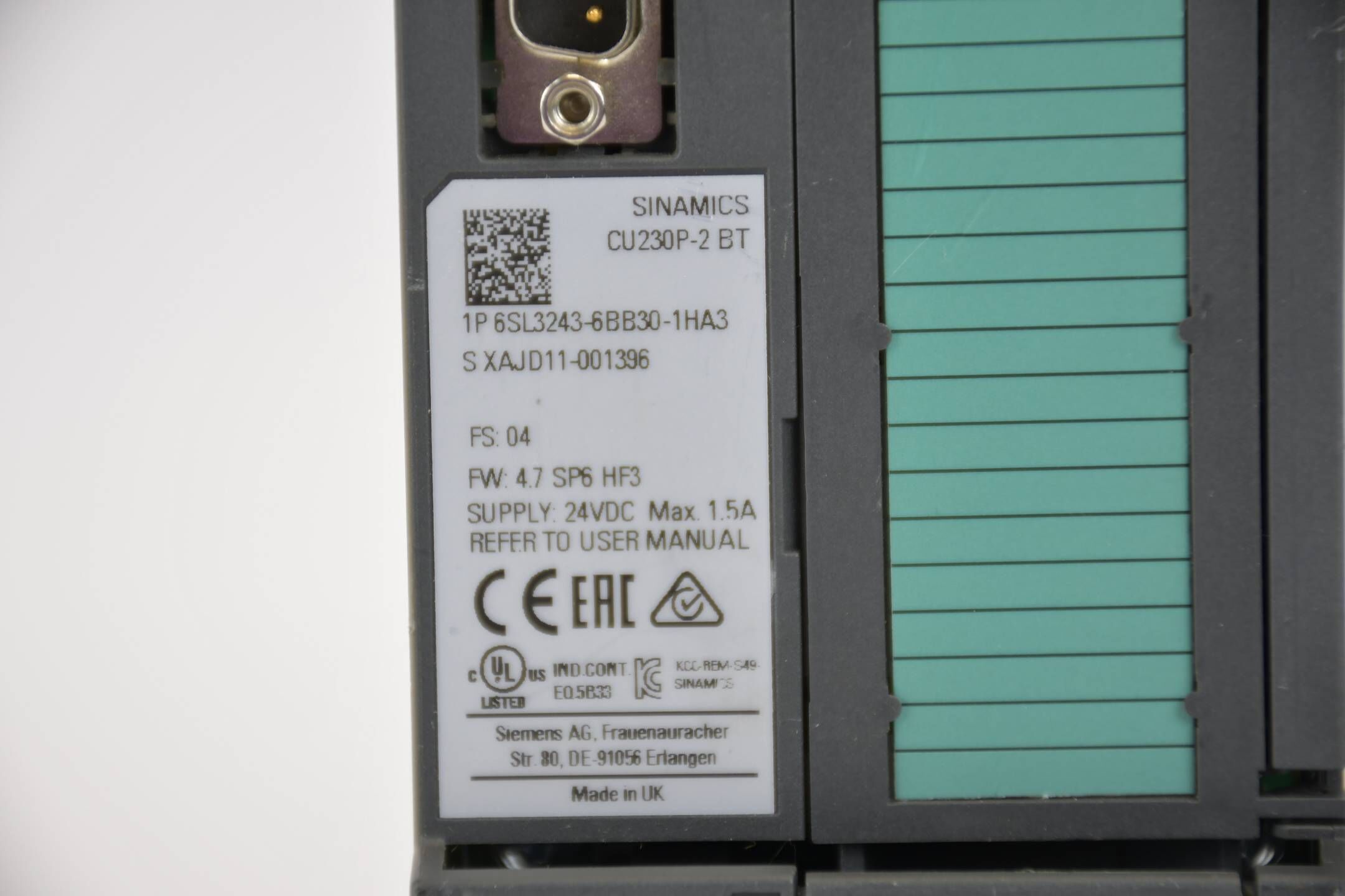 Siemens sinamics G120P CU230-2 BT 6SL3243-6BB30-1HA3 ( 6SL3 243-6BB30-1HA3 )