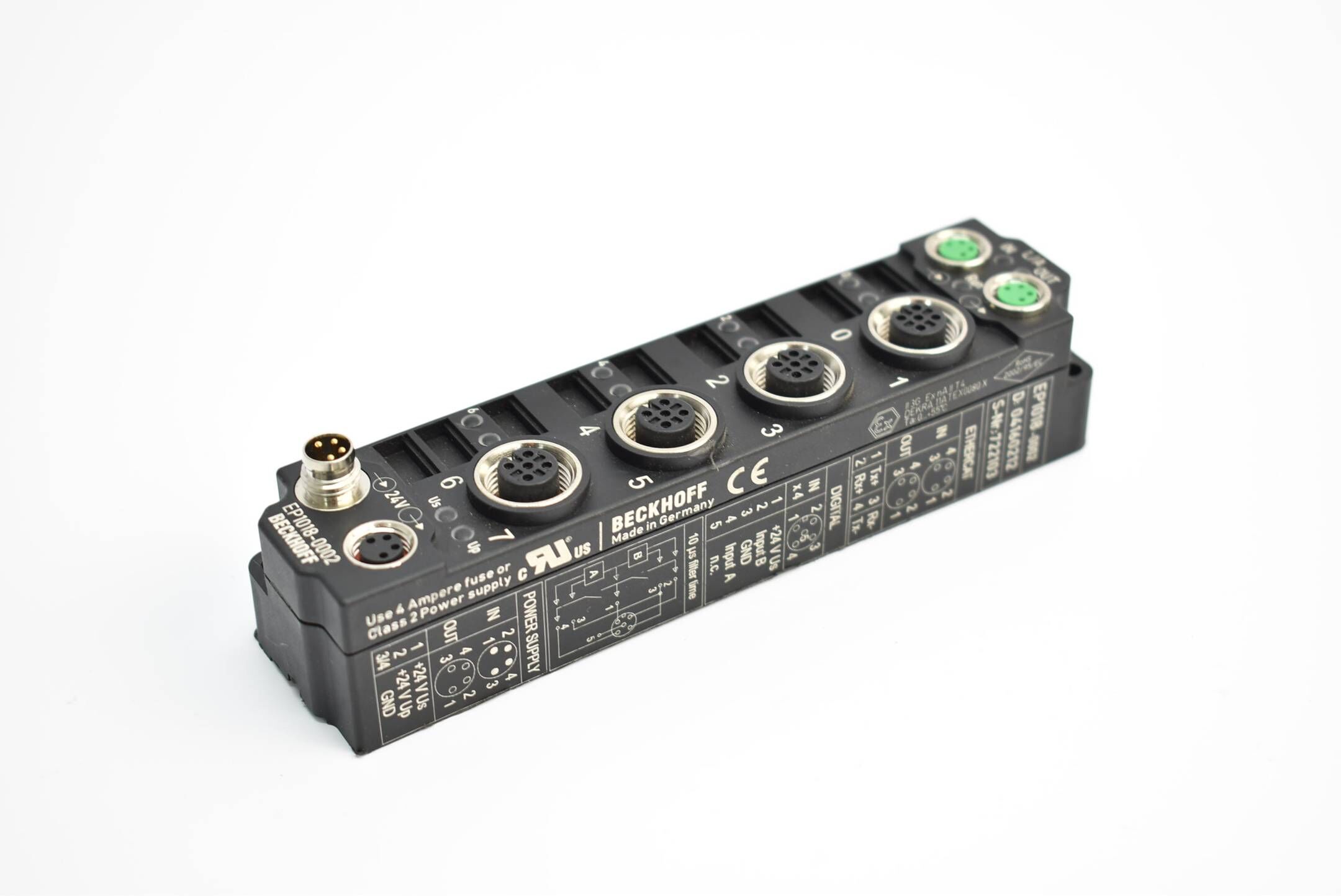Beckhoff EtherCat Box 8-Kanal-Digital-Eingang 24VDC M12 EP1018-0002
