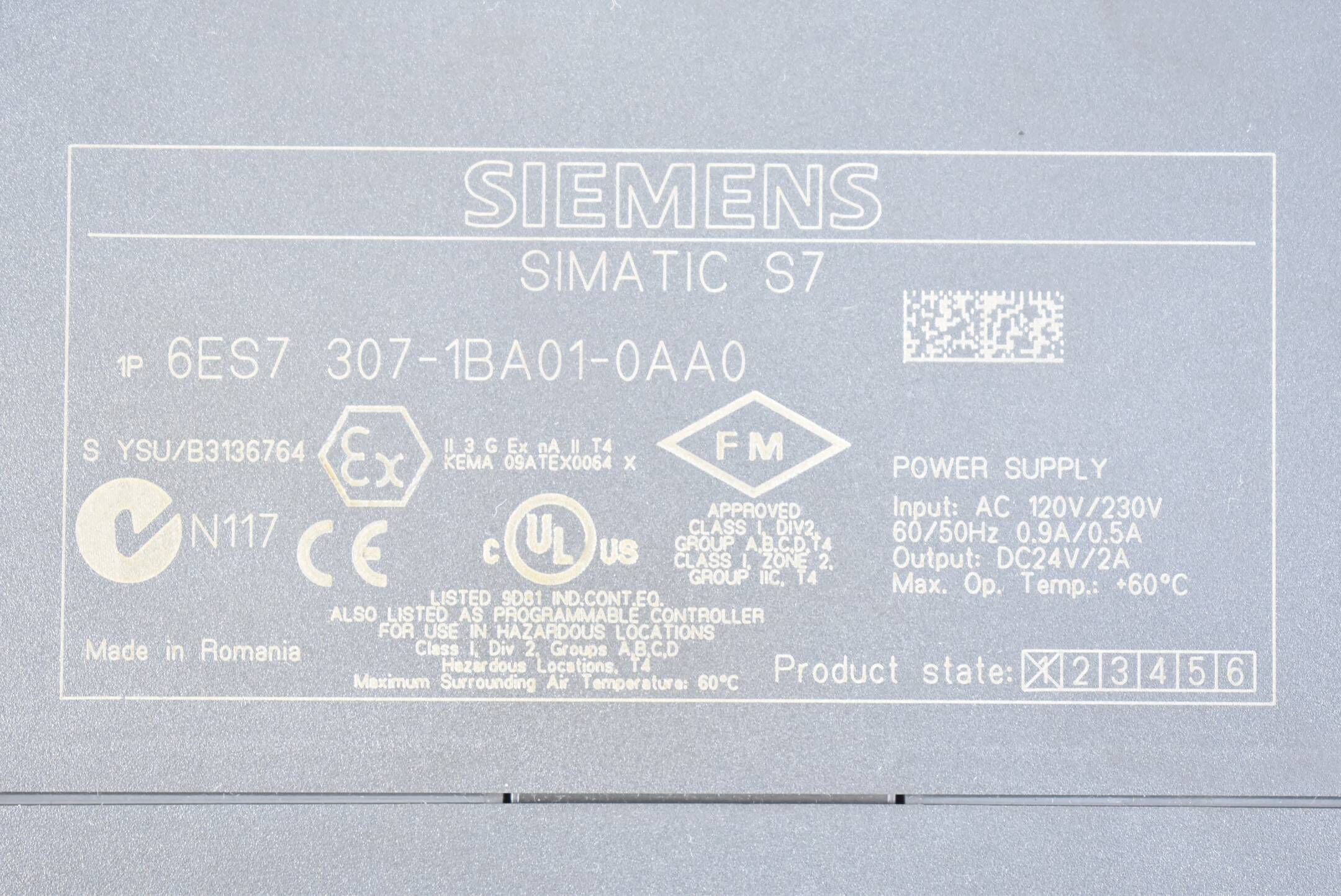 Siemens Simatic S7-300 PS 307 6ES7307-1BA01-0AA0 ( 6ES7 307-1BA01-0AA0 )