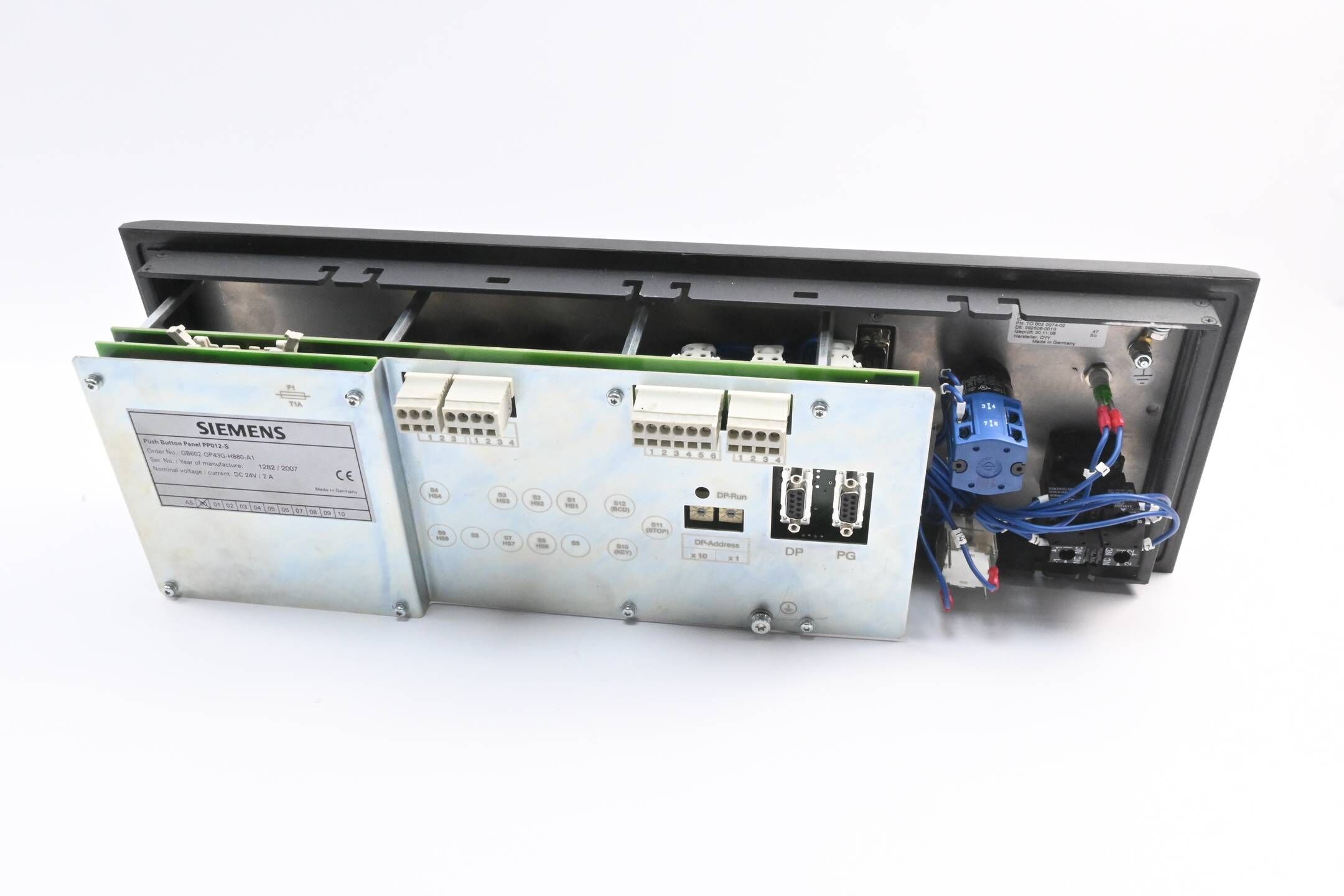 Siemens PP012-S Push Button Panel GB602-OP43G-H880-A1 inkl. Blende BB012H-PLC