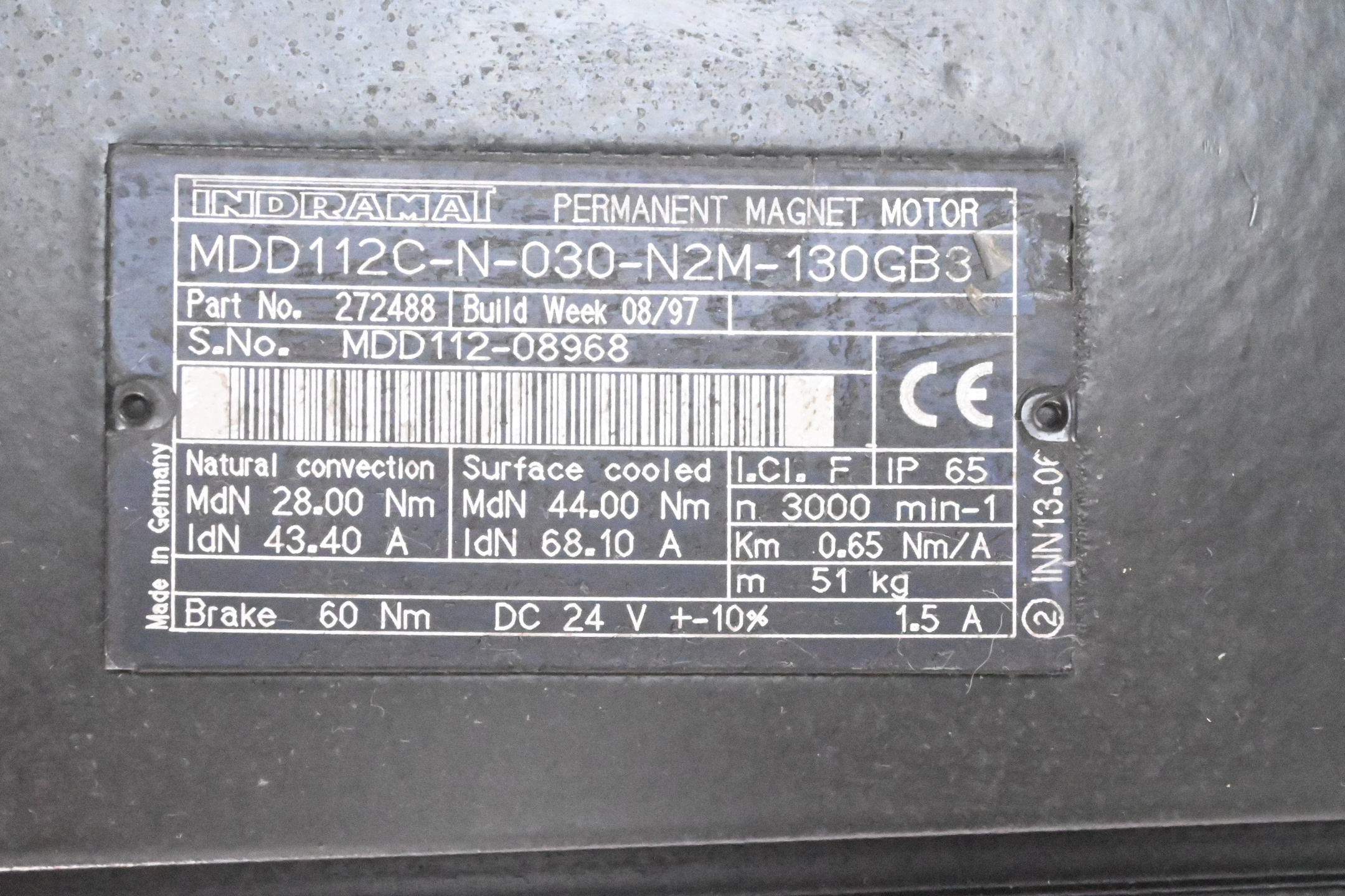 Indramat Permanent Magnet Motor MDD112C-N-030-N2M-130GB3 ( R911272488 )