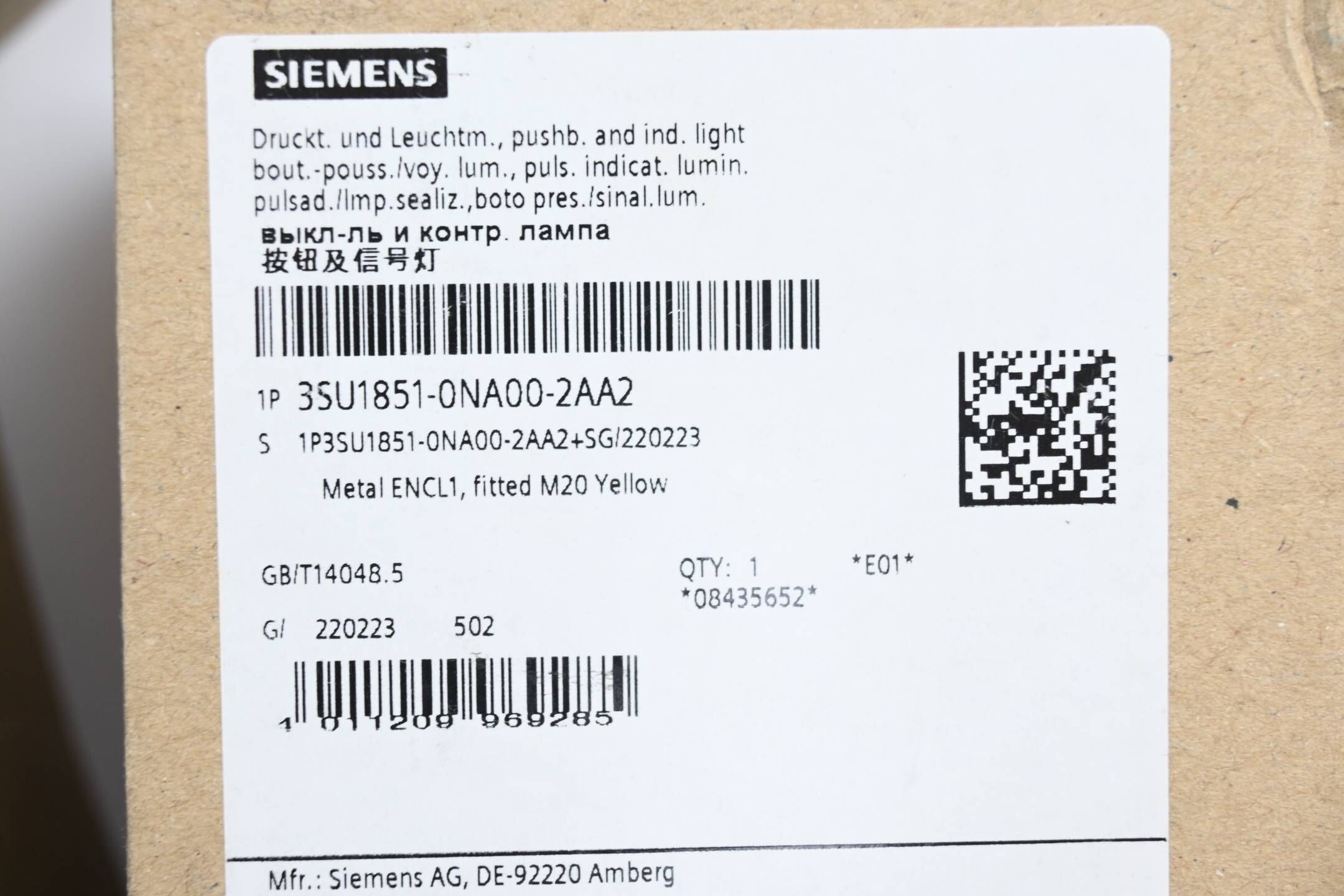 Siemens Gehäuse für Befehlsgeräte 3SU1851-0NA00-2AA2 ( 3SU1 851-0NA00-2AA2 )