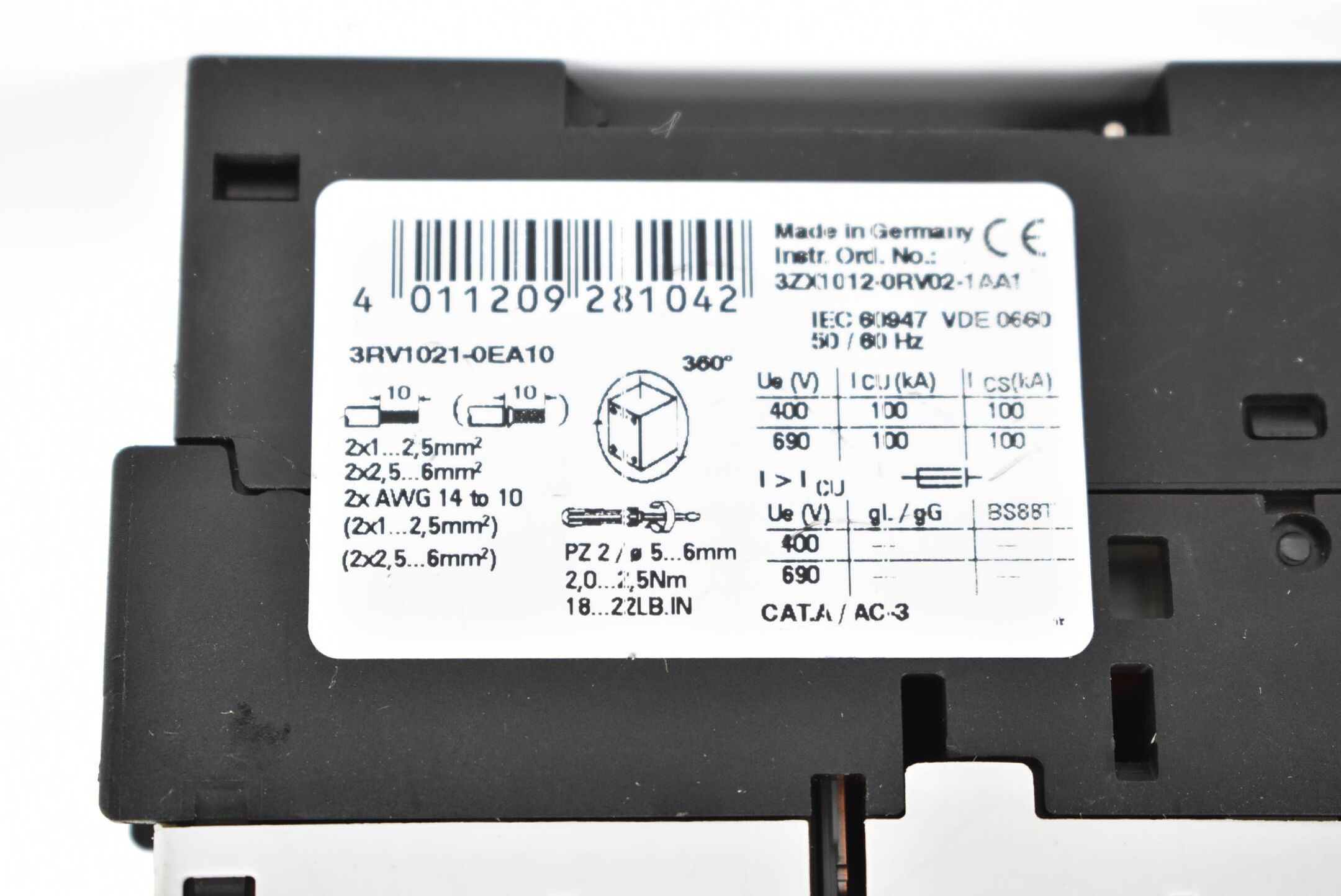 Siemens Leistungsschalter 3RV1021-0EA10 ( 3RV1 021-0EA10 )