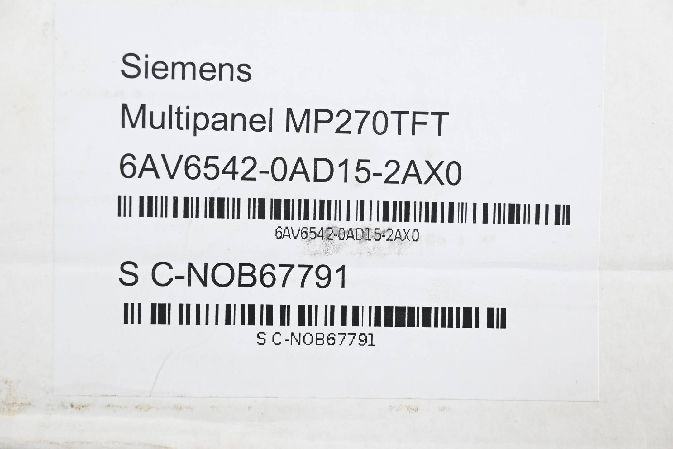 Siemens Multipanel MP270 TFT 6AV6542-0AD15-2AX0 ( 6AV6 542-0AD15-2AX0 ) E. 08