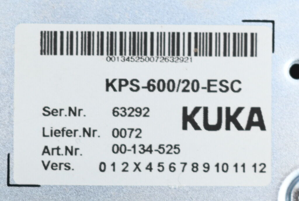 Kuka KPS-600/20-ESC Umrichter 00-134-525 +E93DE143E4B531 ( E93D143E4B531XX4C20 )