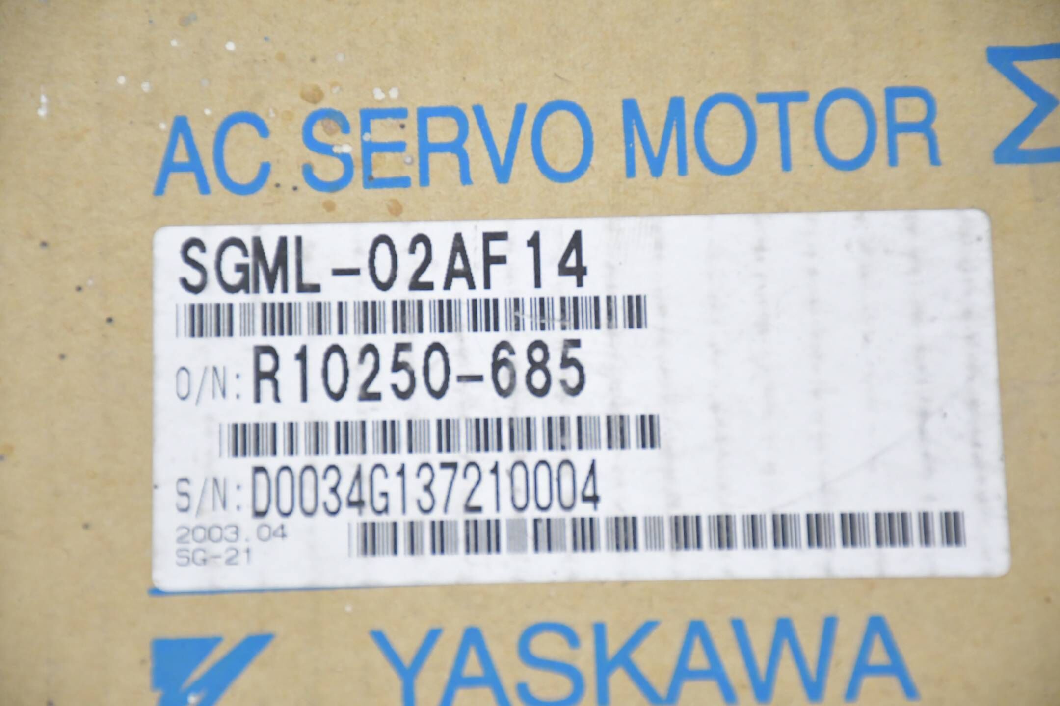 Yaskawa AC Servo Motor SGML-02AF14