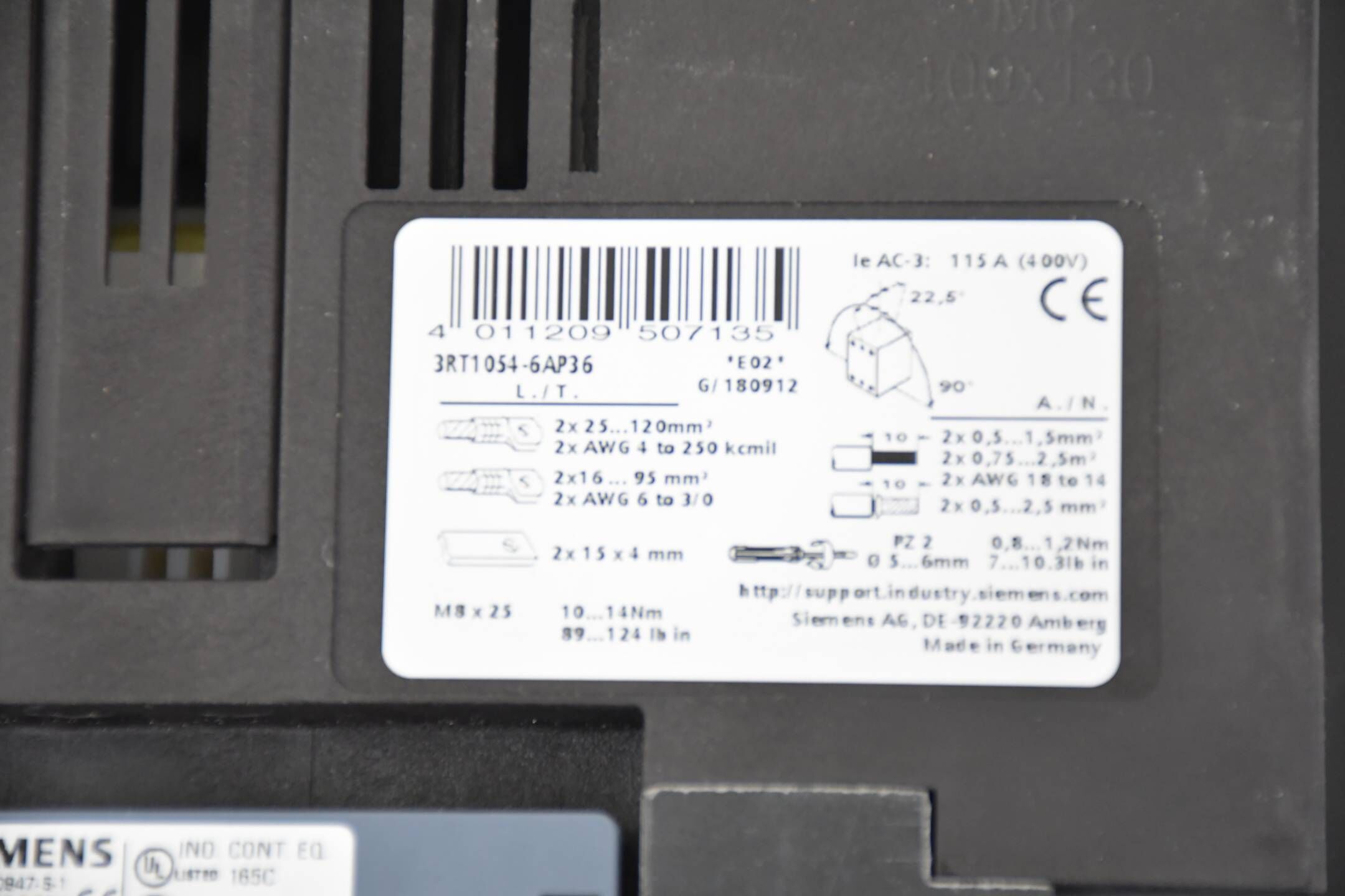 Siemens Leistungsschütz 3RT1054-6AP36 ( 3RT1 054-6AP36 ) 55kW / 400 V