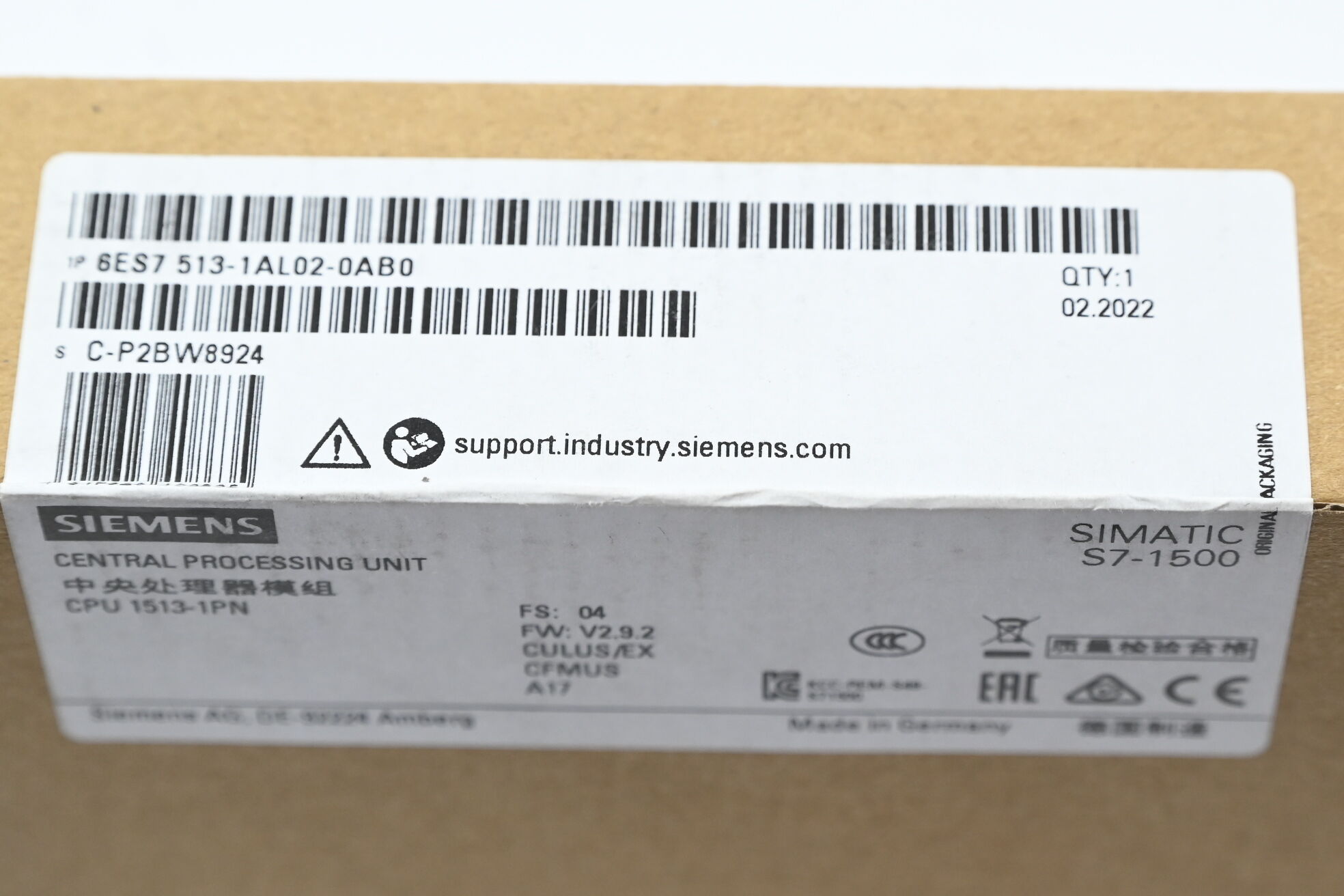 Siemens Simatic S7-1500 CPU 6ES7513-1AL02-0AB0 ( 6ES7 513-1AL02-0AB0 ) E4