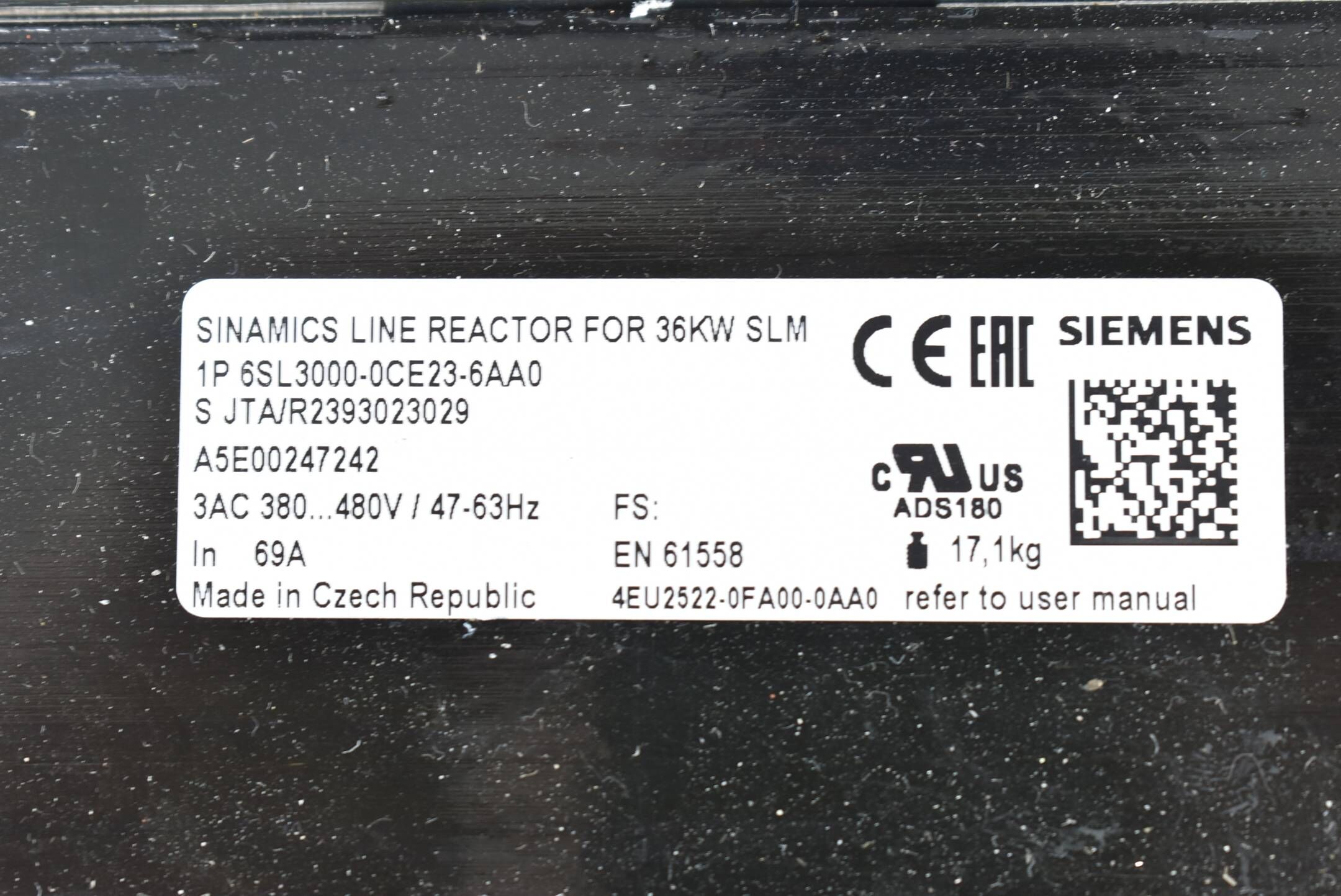 Siemens Sinamics Netzdrossel f. 36 kW 6SL3000-0CE23-6AA0 ( 6SL3 000-0CE23-6AA0 )