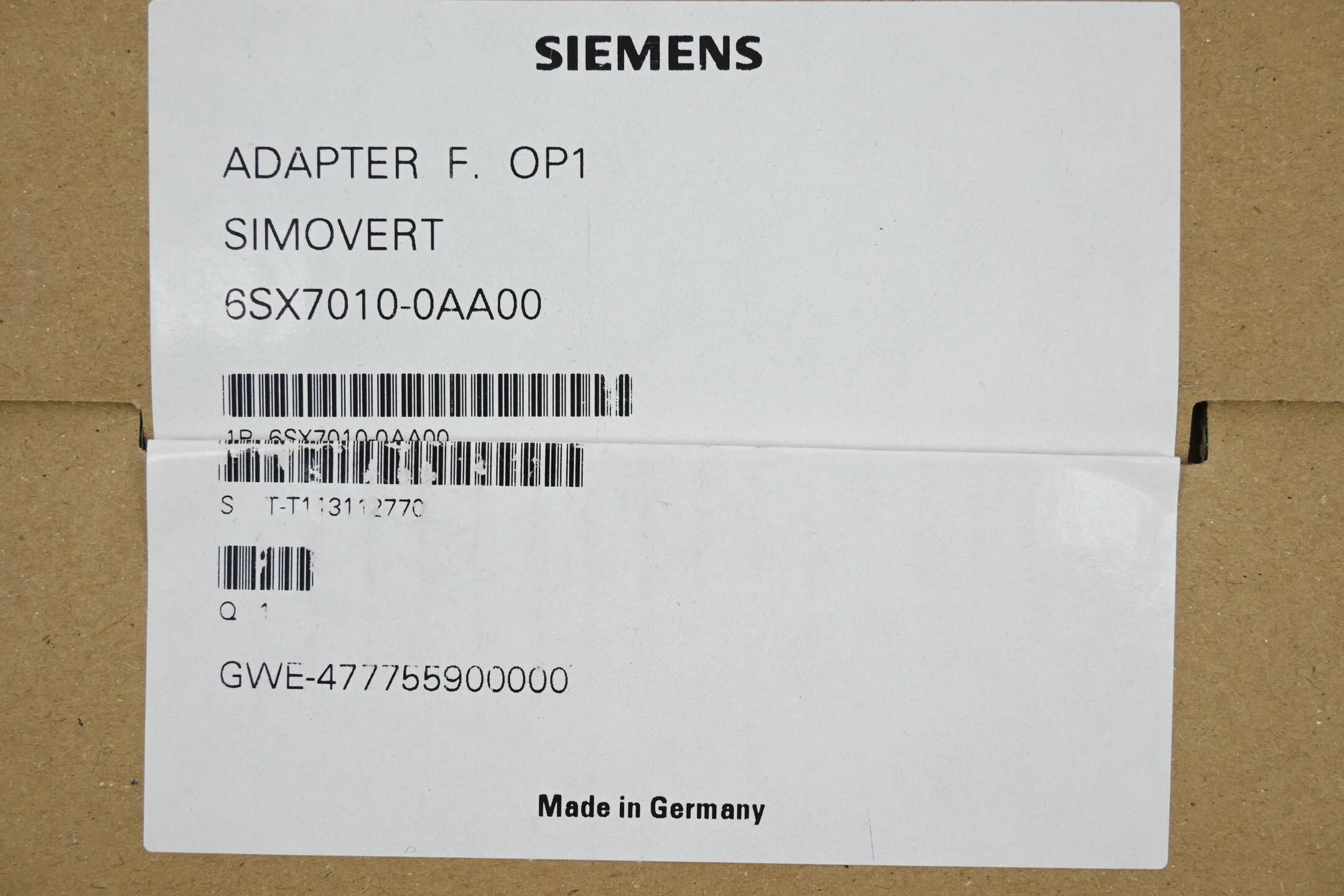 Siemens Simovert Masterdrives Adapter 6SX7010-0AA00 ( 6SX7 010-0AA00 )
