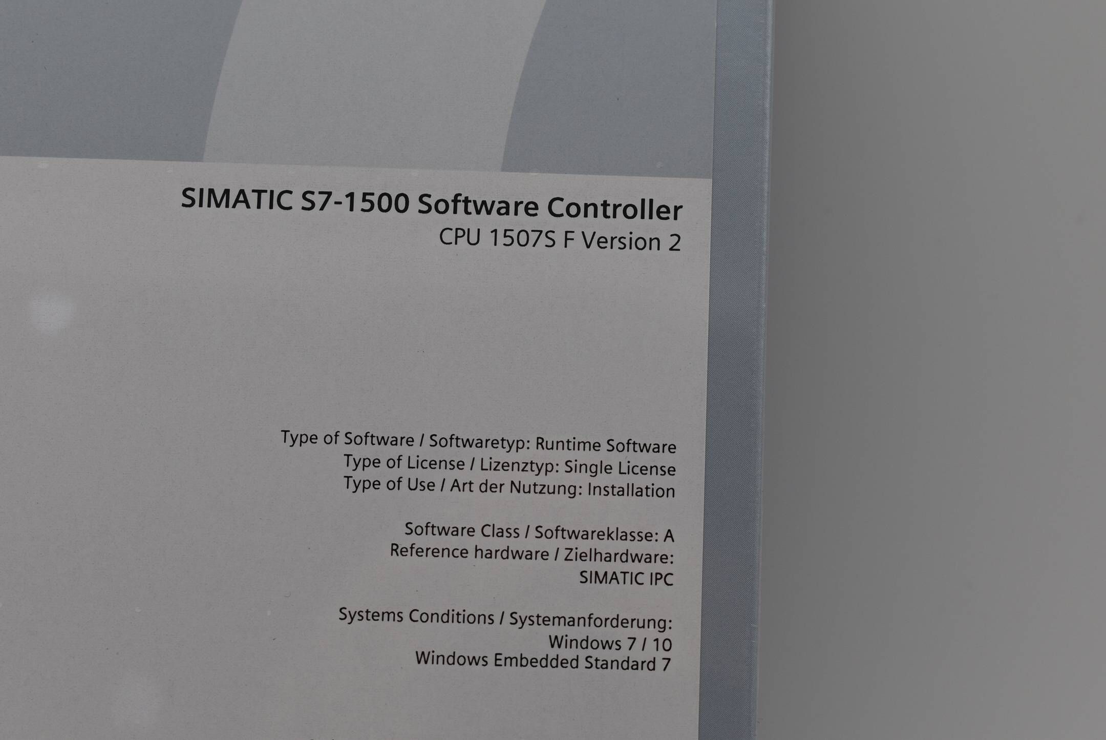 Siemens simatic S7-1500 Failsafe Software 6ES7672-7FC01-0YA0 6ES7 672-7FC01-0YA0