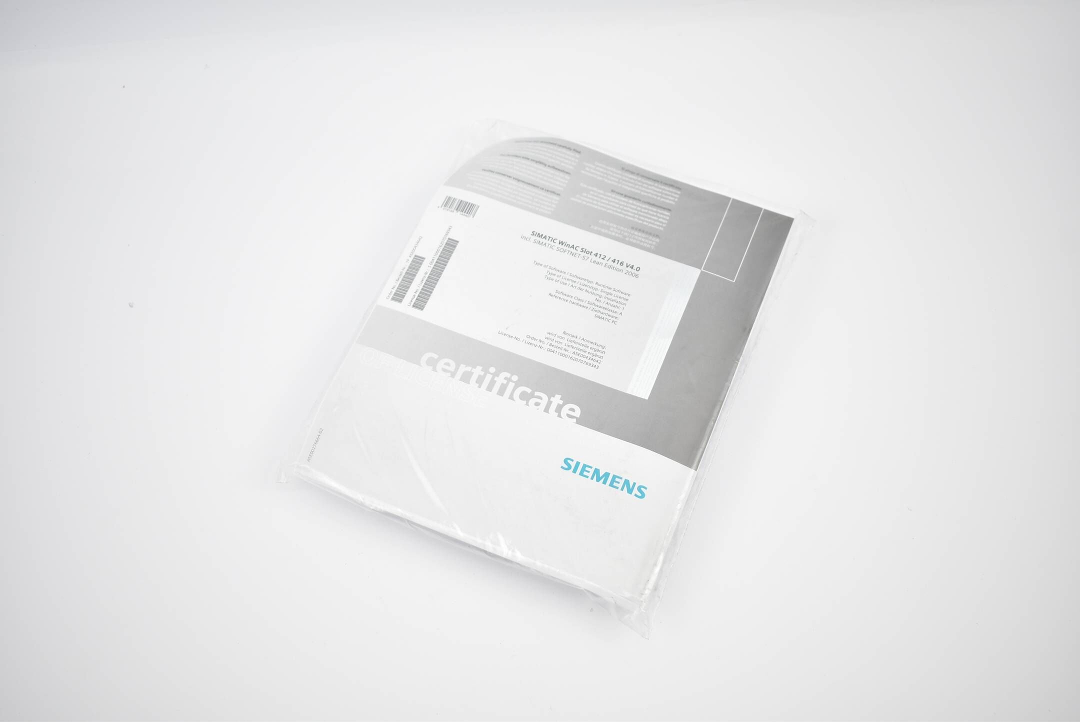 Siemens Simatic WinAC Slot 412/412 V4.0 Software A5E00434642