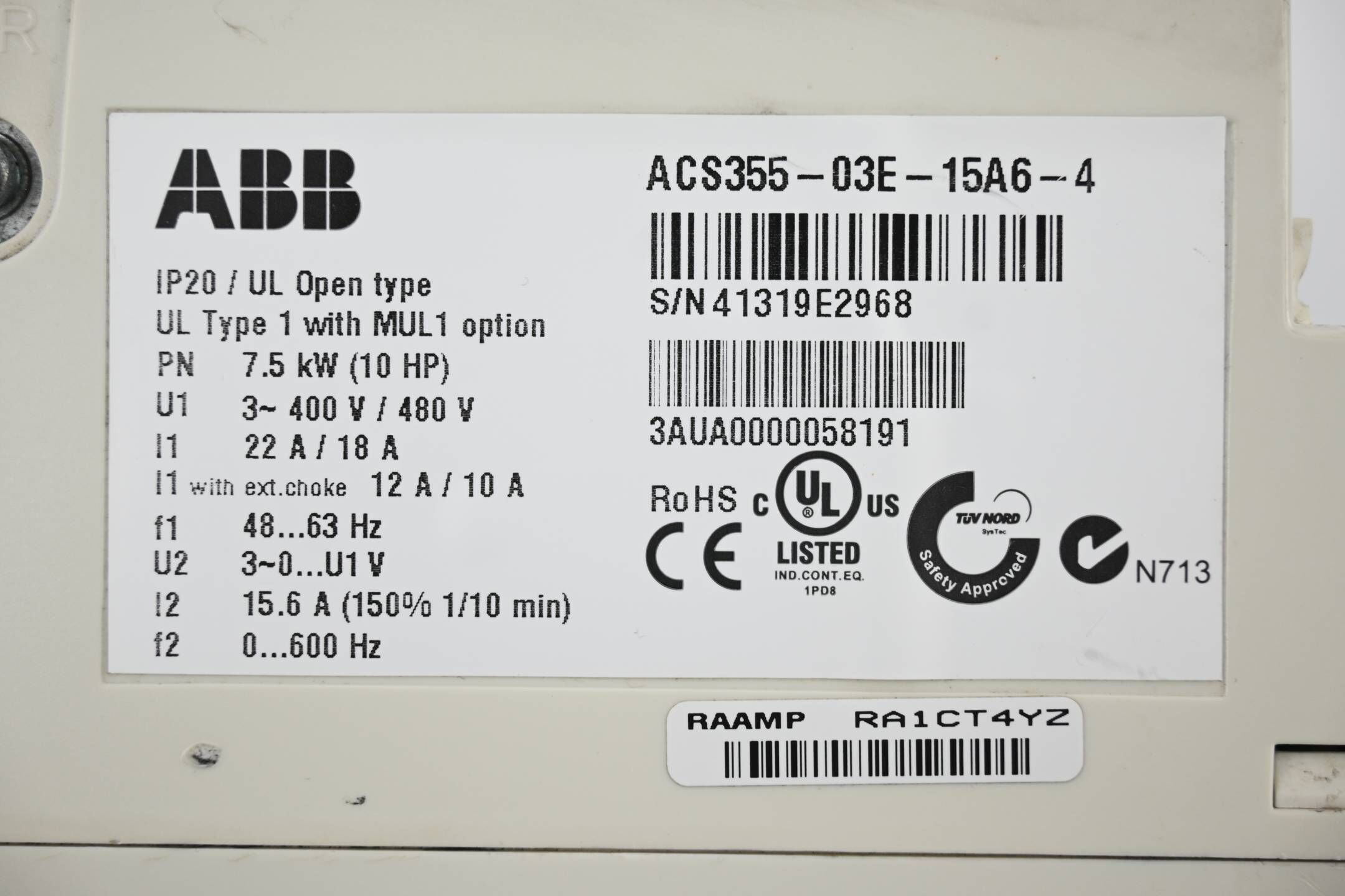DEFEKT ABB ACS355 Frequenzumrichter ACS355-03E-15A6-4  incl. ACS-CP-A