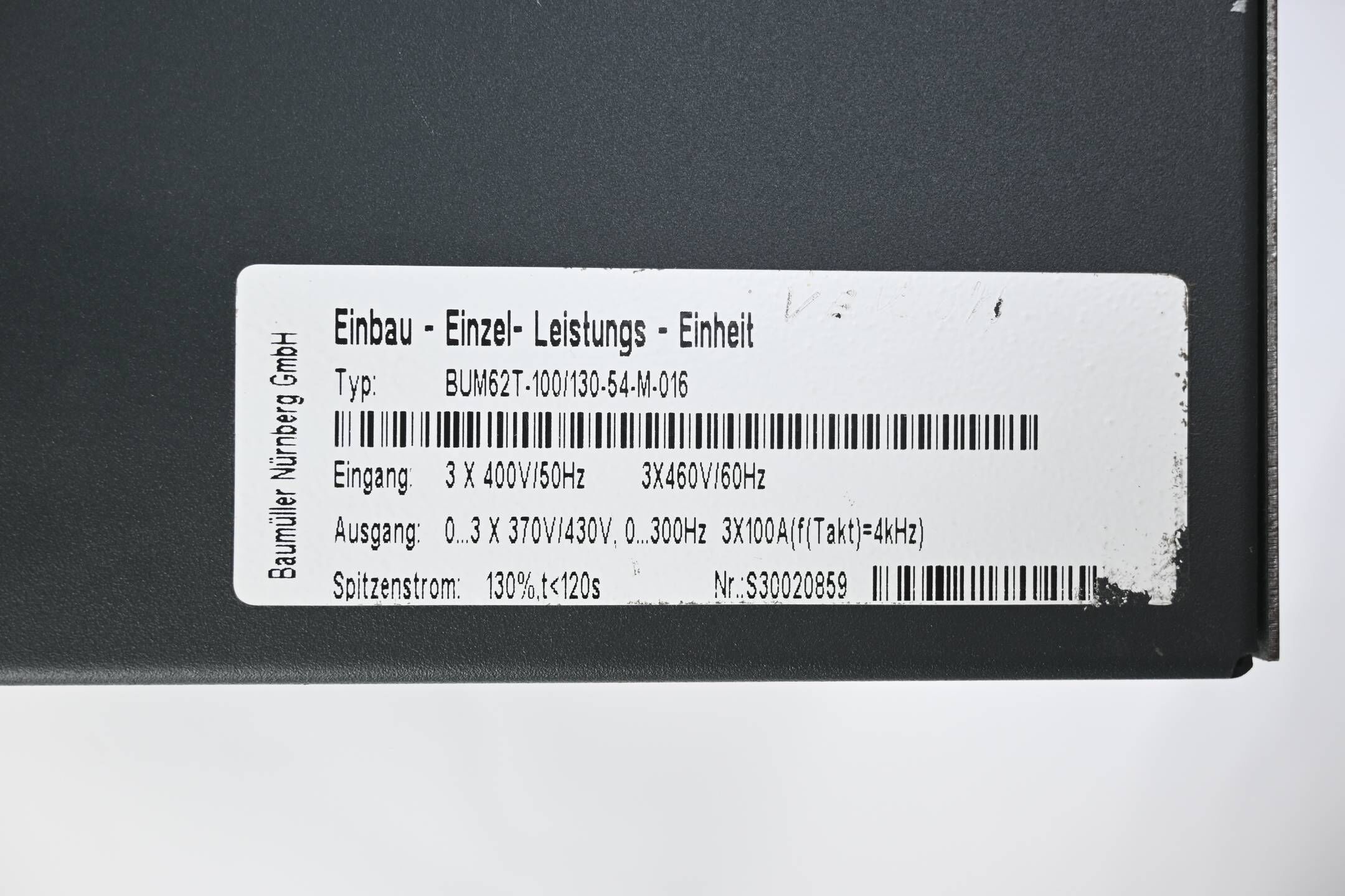 Baumüller Einbau-Einzel-Leistungs-Einheit BUM62T-100/130-54-M-016