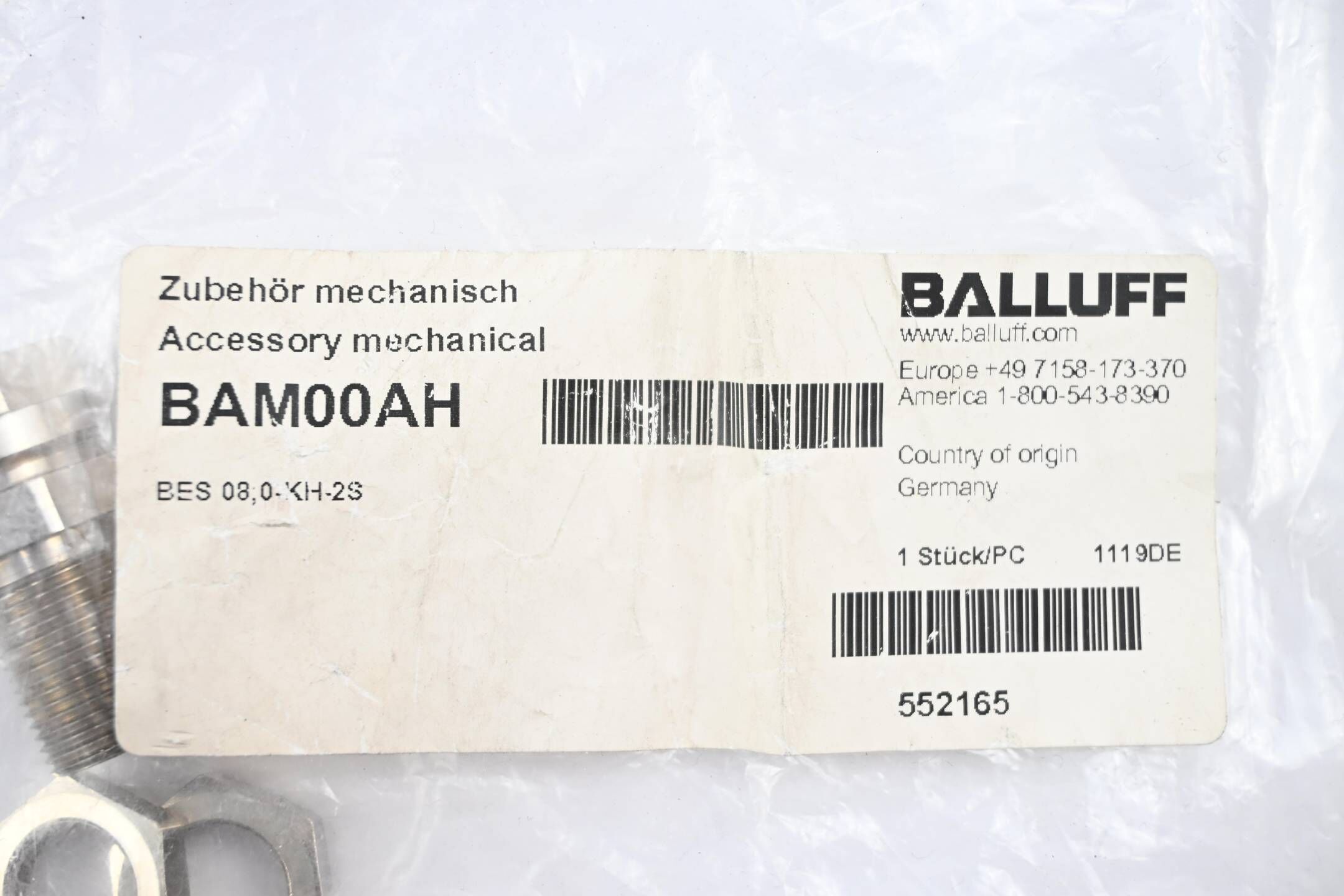 Balluff Klemmhalter mit Festanschlag BAM00AH ( BES 08,0-KH-2S )