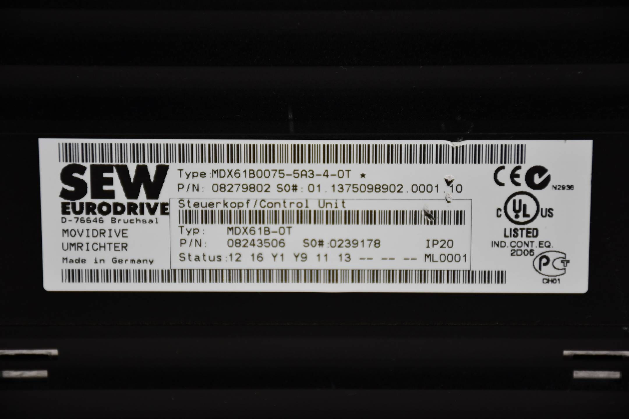 SEW Movitrac® B MDX61B0075-5A3-4-0T ( 08279802 ) MDX60A0074-5A3-4-00 inkl.Option