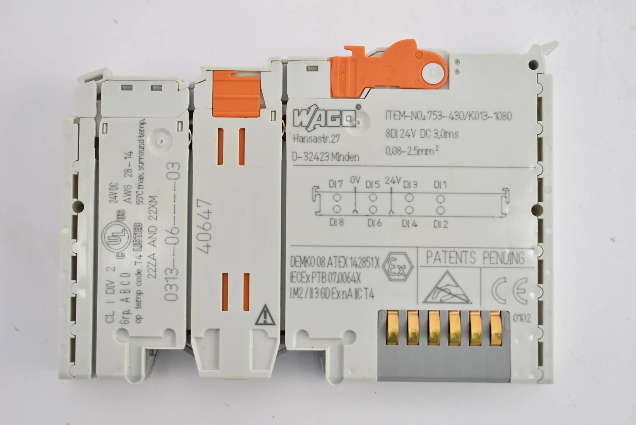 Wago 8-Kanal-Digitaleingang DC 24 V 3ms 753-430 (753430)