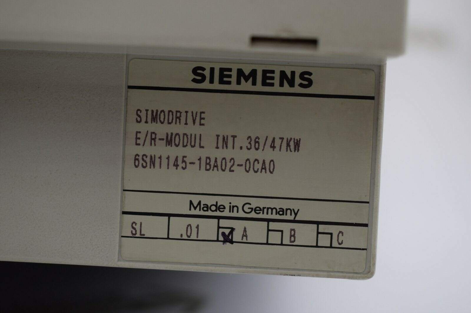 Siemens simodrive E/R-Modul 6SN1 145-1BA02-0CA0 ( 6SN1145-1BA02-0CA0 ) Ver A