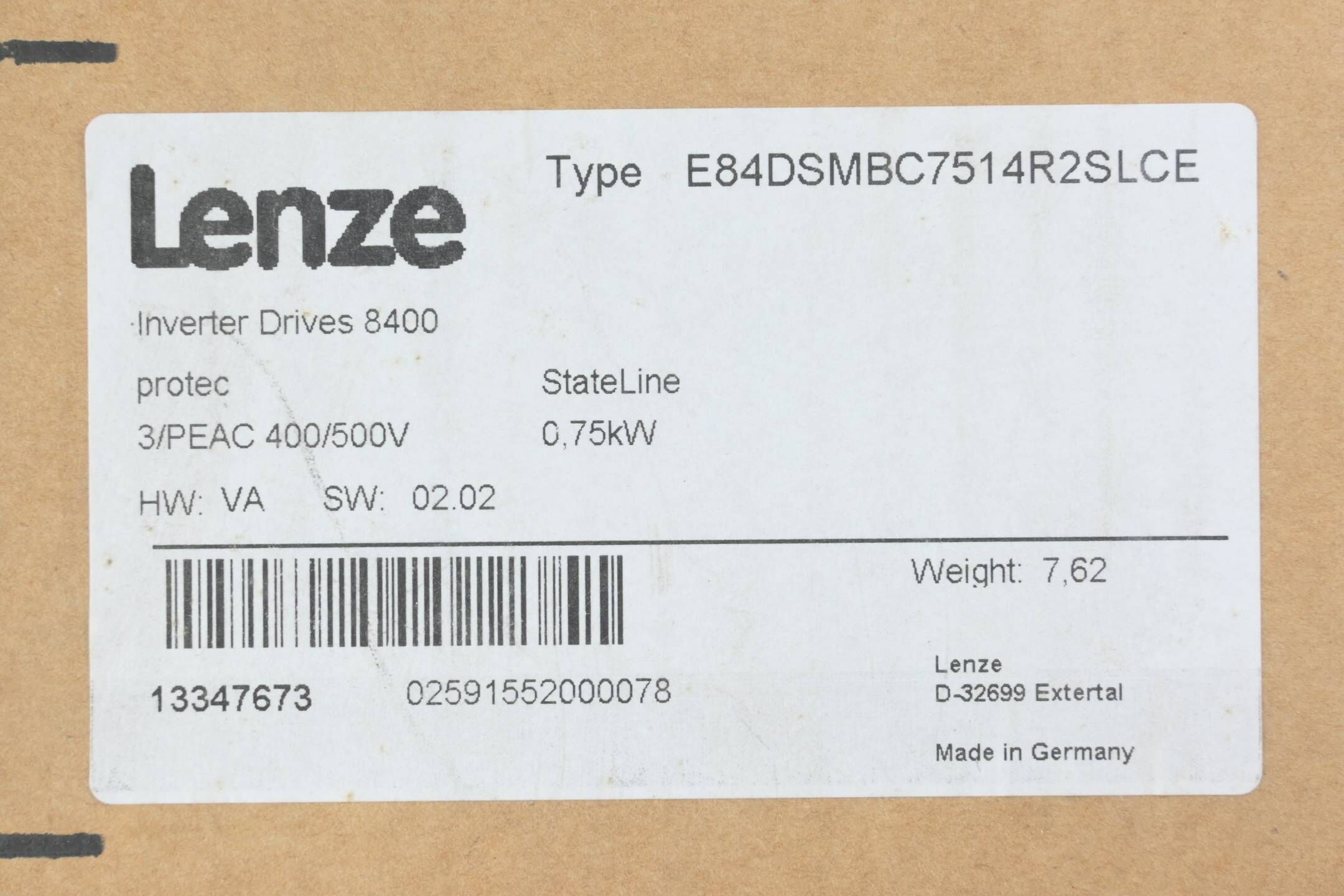 Lenze Inverter Drives 8400 E84DSMBC7514R2SLCE