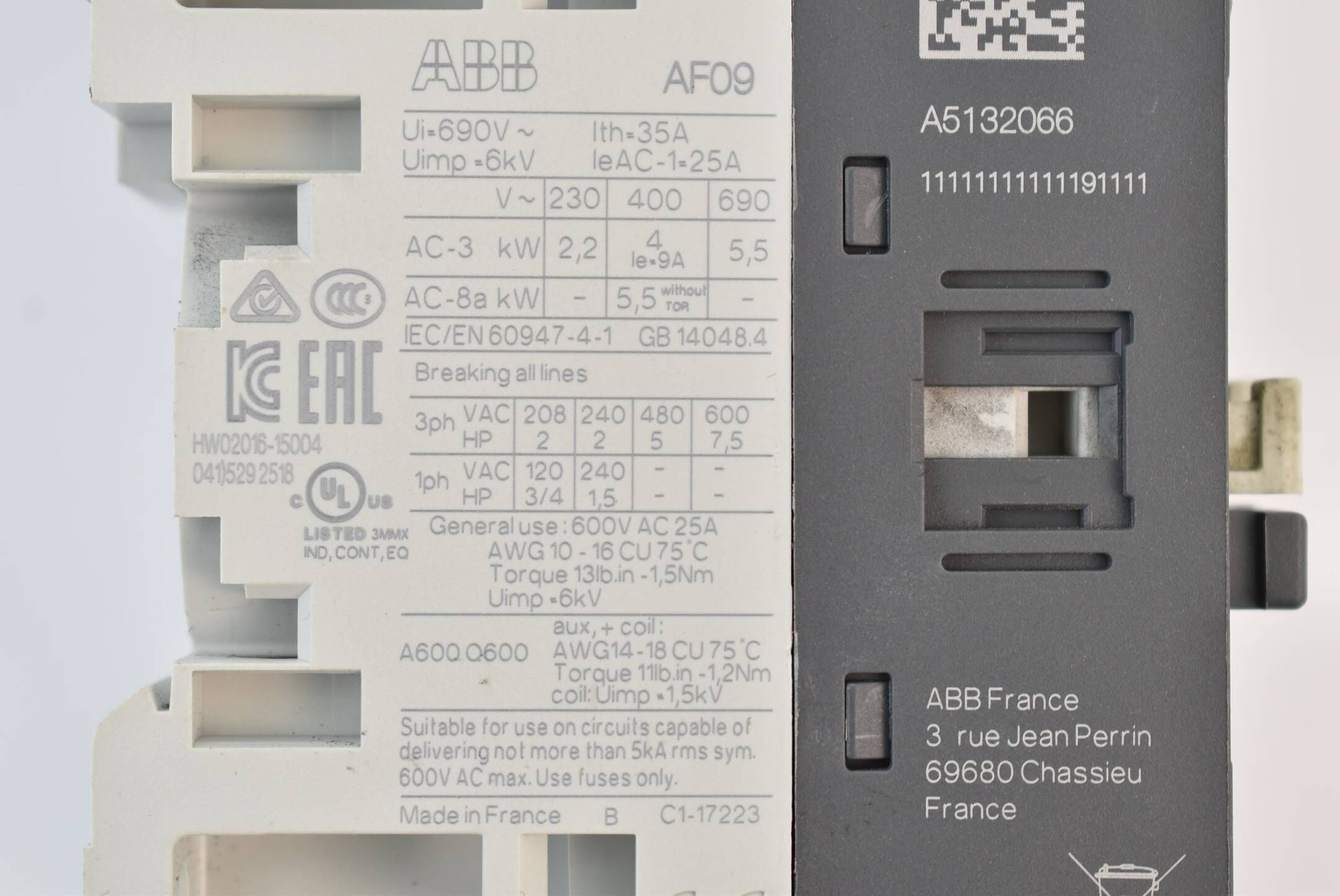 ABB MS116 Motorschutzschalter 4 - 6,3 A inkl. Leistungsschütz AF09