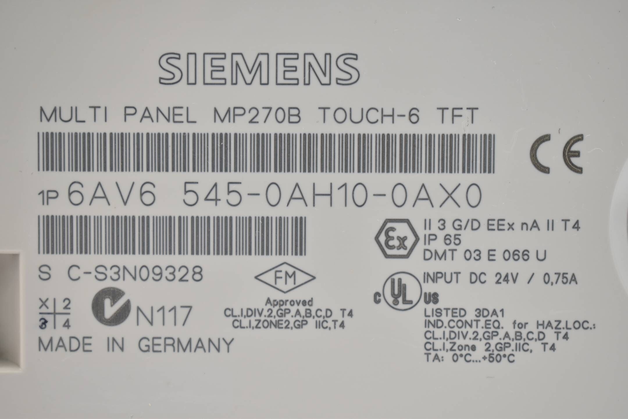 Siemens simatic MP 270B 6" 6AV6 545-0AH10-0AX0 ( 6AV6545-0AH10-0AX0 ) E.01