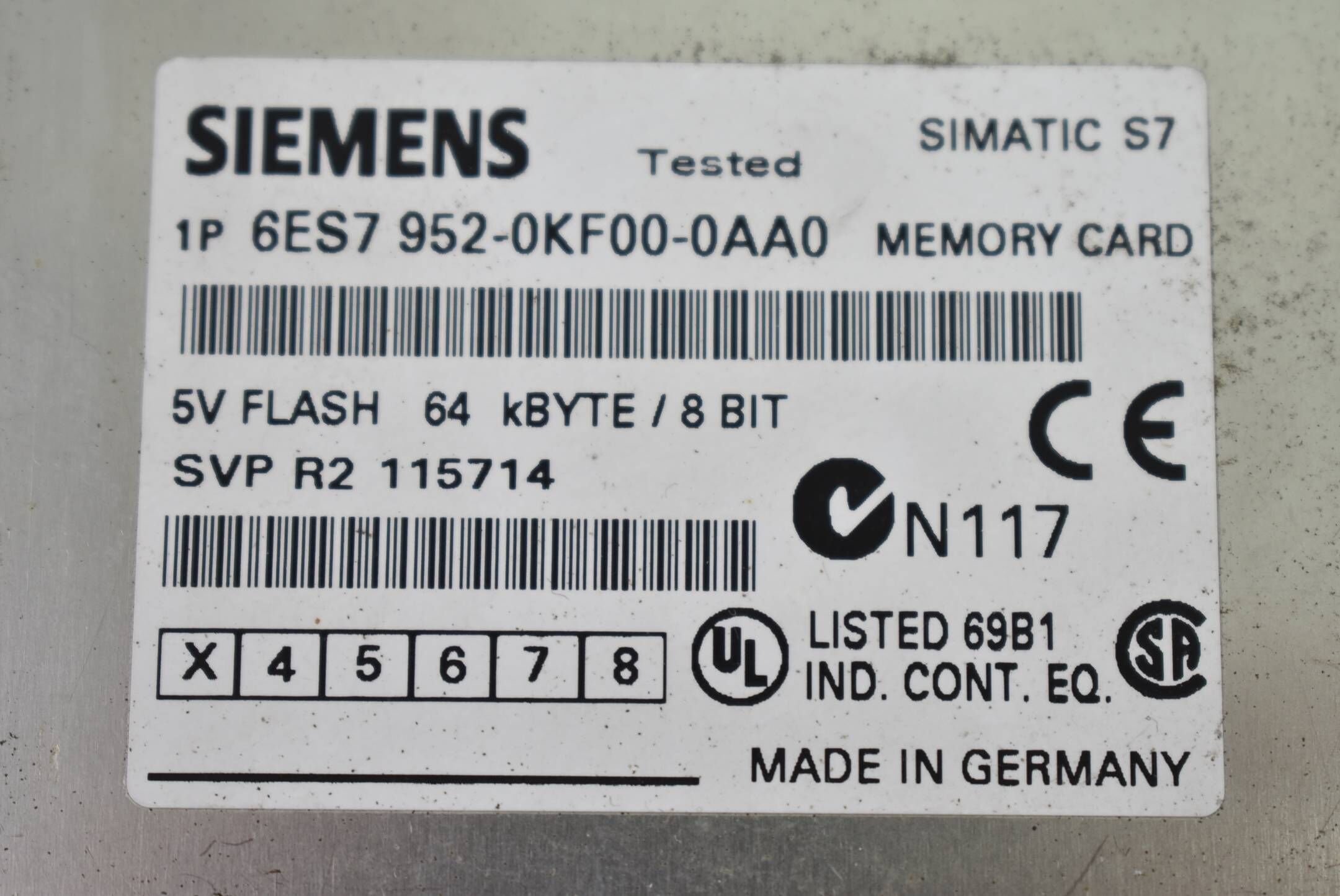 Siemens Simatic S7 Memory Card 64KB 6ES7952-0KF00-0AA0 ( 6ES7 952-0KF00-0AA0 )