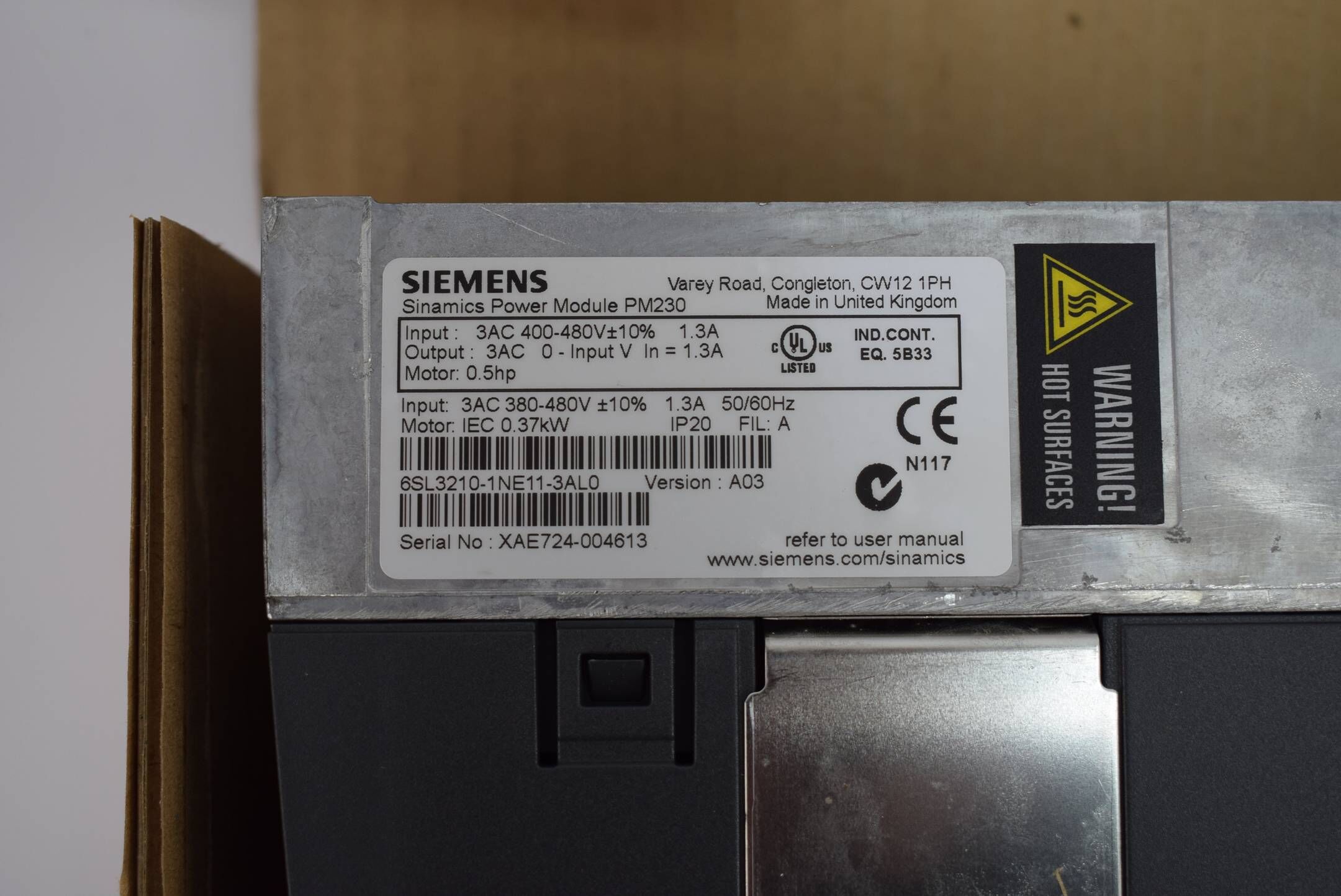 Siemens sinamics G120 Power Module PM230 6SL3 210-1NE11-3AL0 ( 6SL3210-1NE11-3AL0 ) EA03