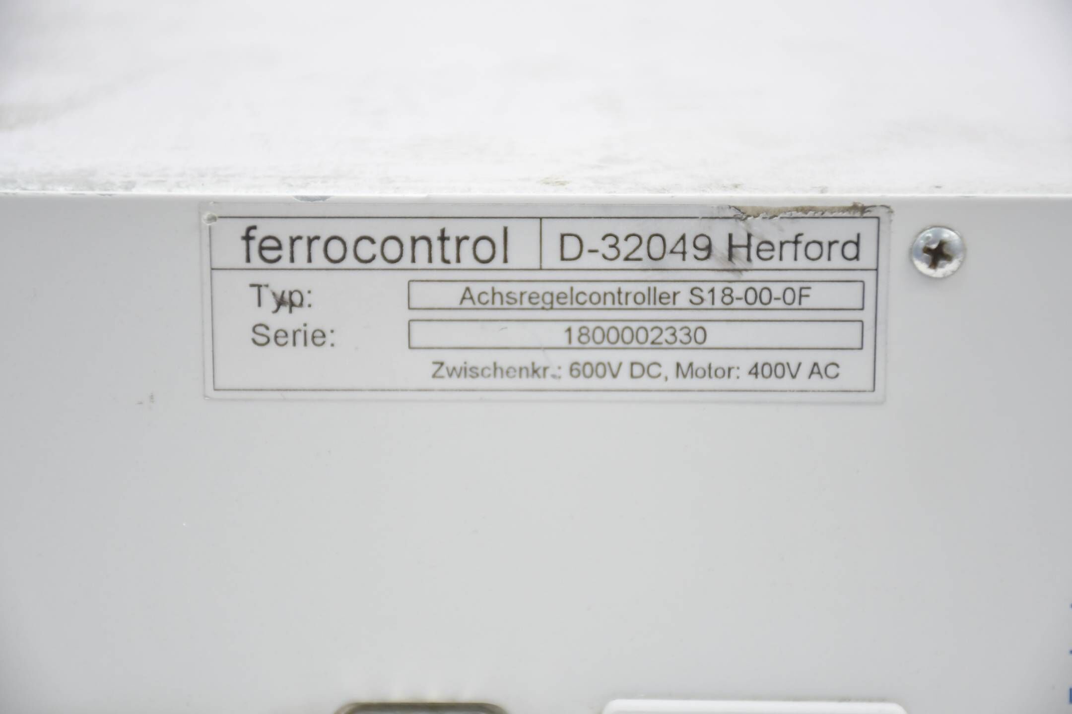 Ferrocontrol Achsregelcontroller S18-00-0F Zwischenkreis 600V DC Motor 400V AC