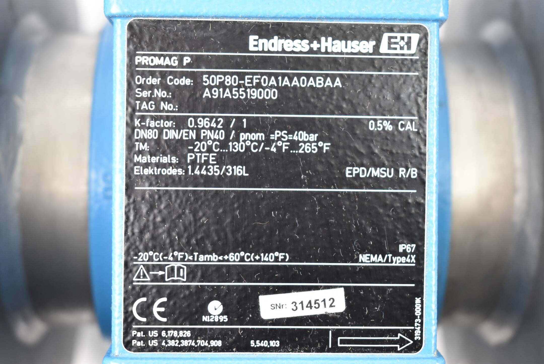 Endress+Hauser Promag 50P Durchflussmesssgerät 50P80-EF0A1AA0ABAA