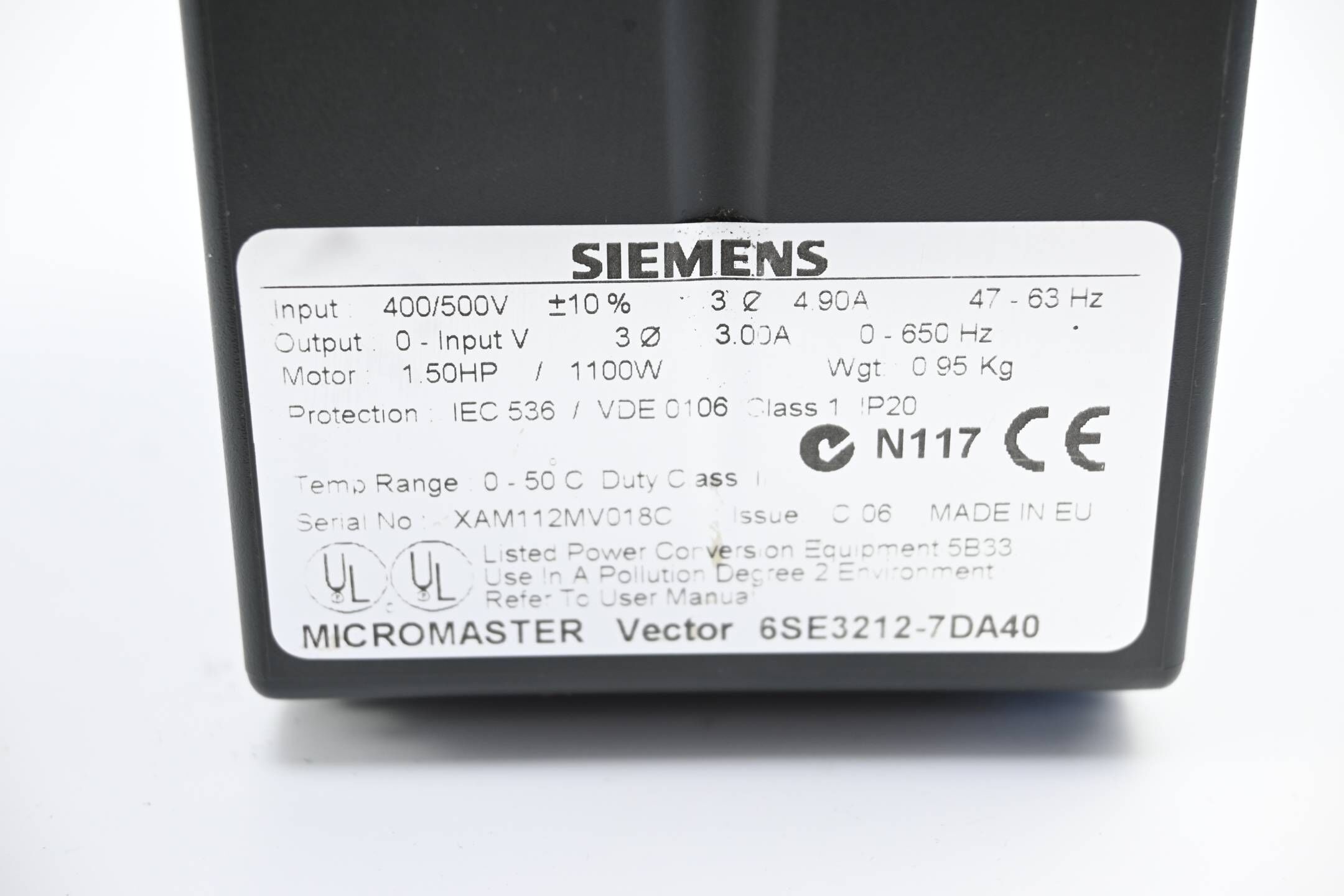 Siemens Micromaster Vector 6SE3212-7DA40 ( 6SE3 212-7DA40 )