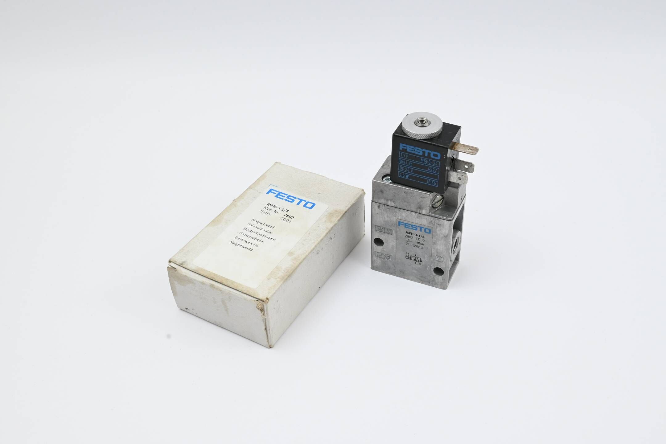 Festo Magnetventil MFH-3-1/8 ( 7802 ) inkl. Festo Magnetspule MSFG-24 ( 4527 )