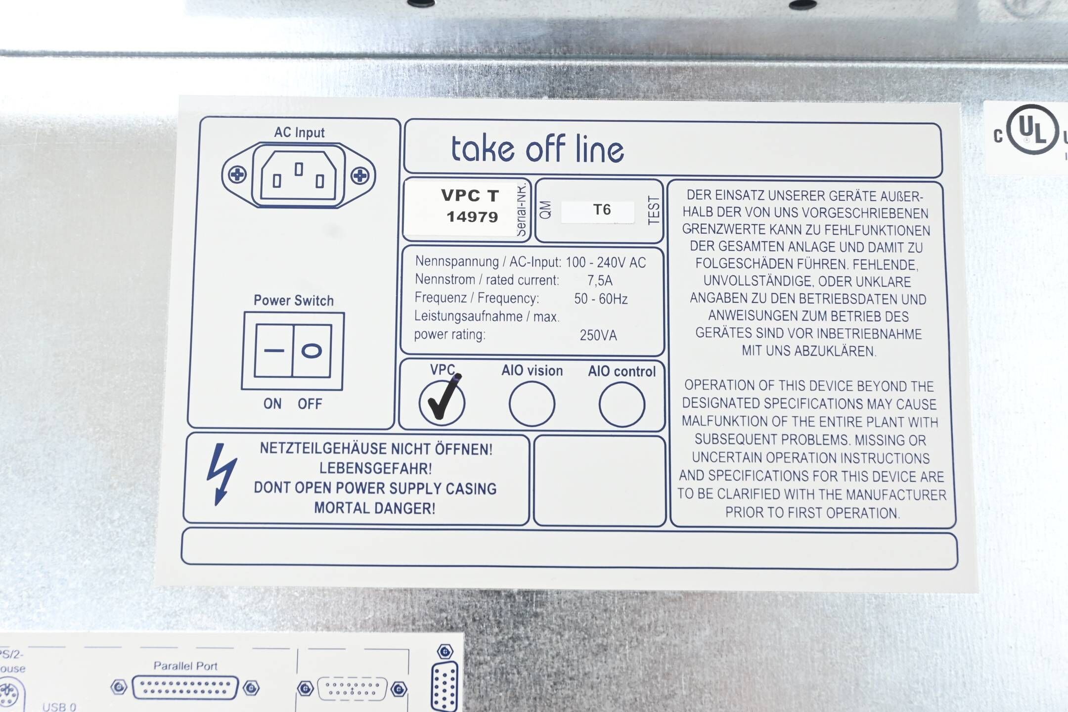 Lauer Panel PC take off line VPCT 14979 ( VT212b.II.LAU )