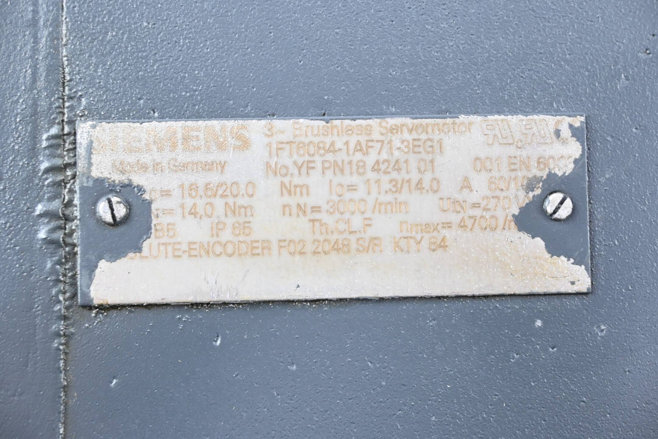 Siemens Simotics S Synchronservomotor 1FT6084-1AF71-3EG1 ( 1FT6 084-1AF71-3EG1 )