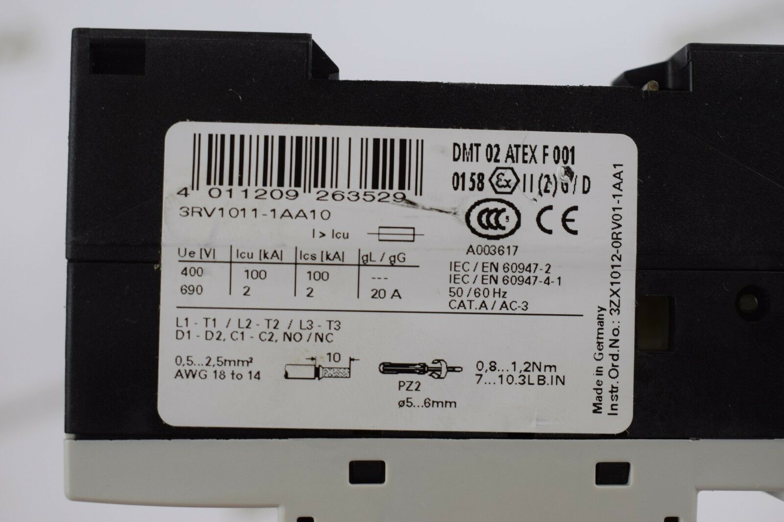 Siemens Leistungsschalter sirius 3RV1011-1AA10 ( 3RV1 011-1AA10 )