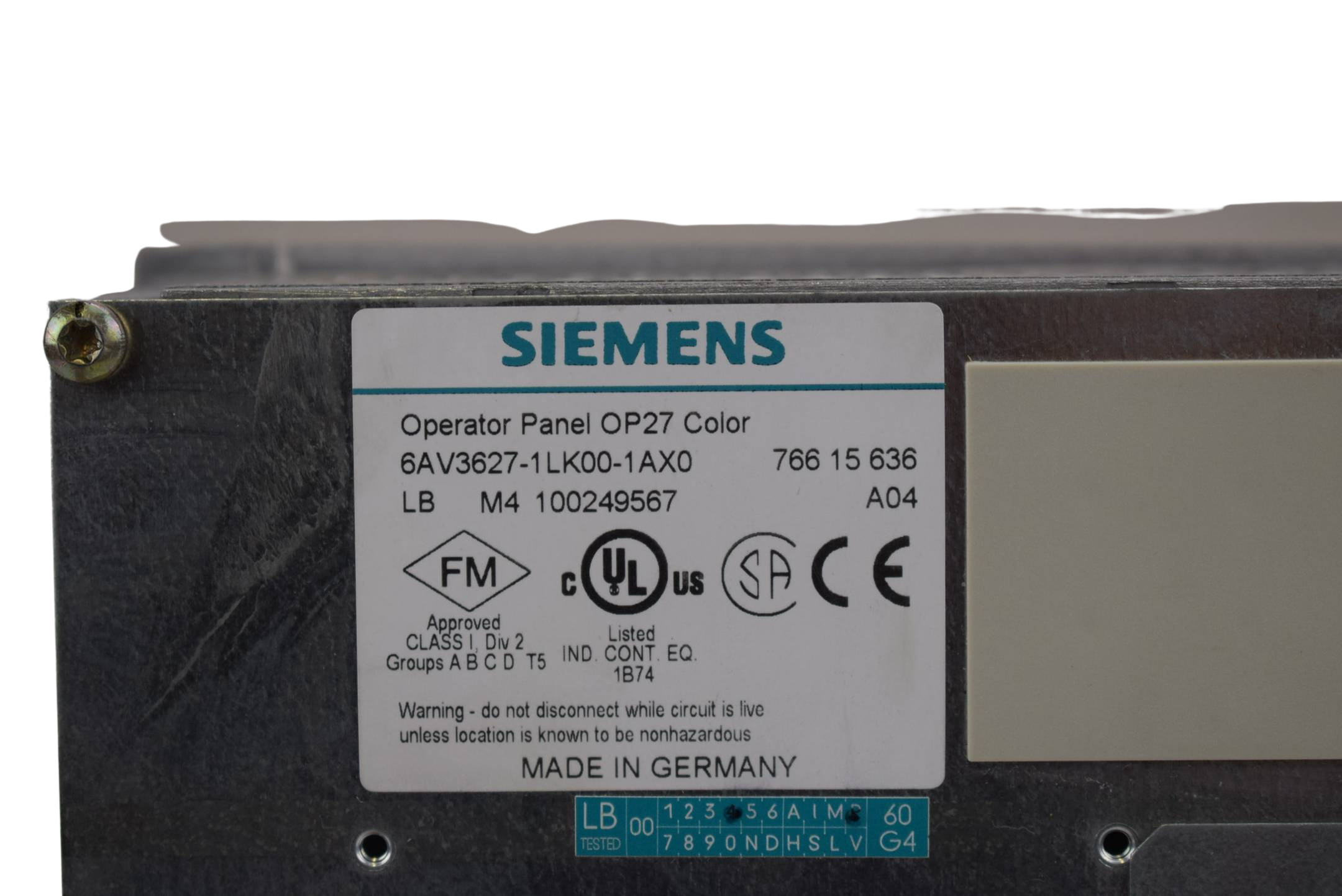 Siemens Operator Panel OP27 Color 6AV3 627-1LK00-1AX0 ( 6AV3627-1LK00-1AX0 )