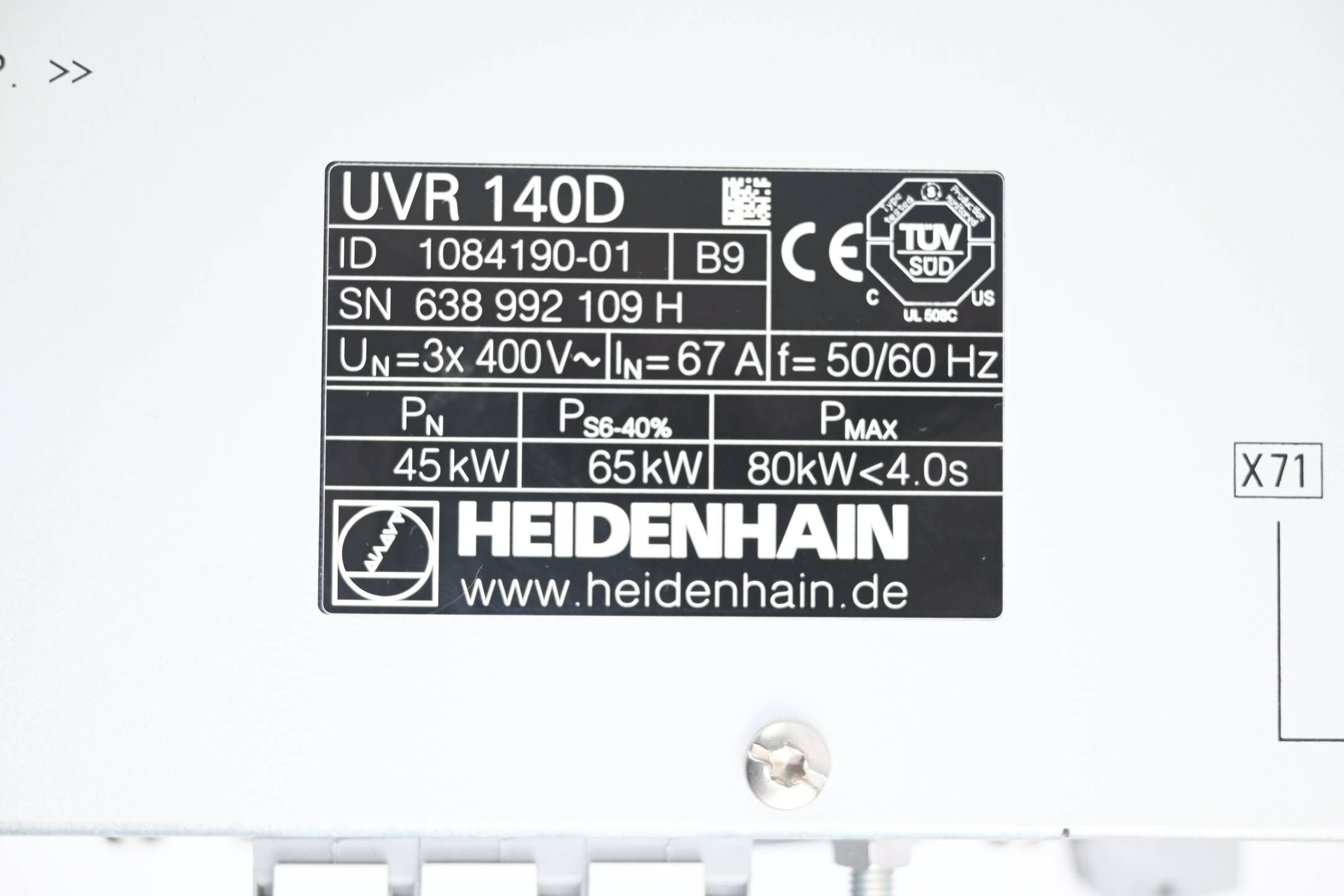 Heidenhain Umrichter-Versorgungseinheit UVR 140D ( 1084190-01 ) Ver. B9