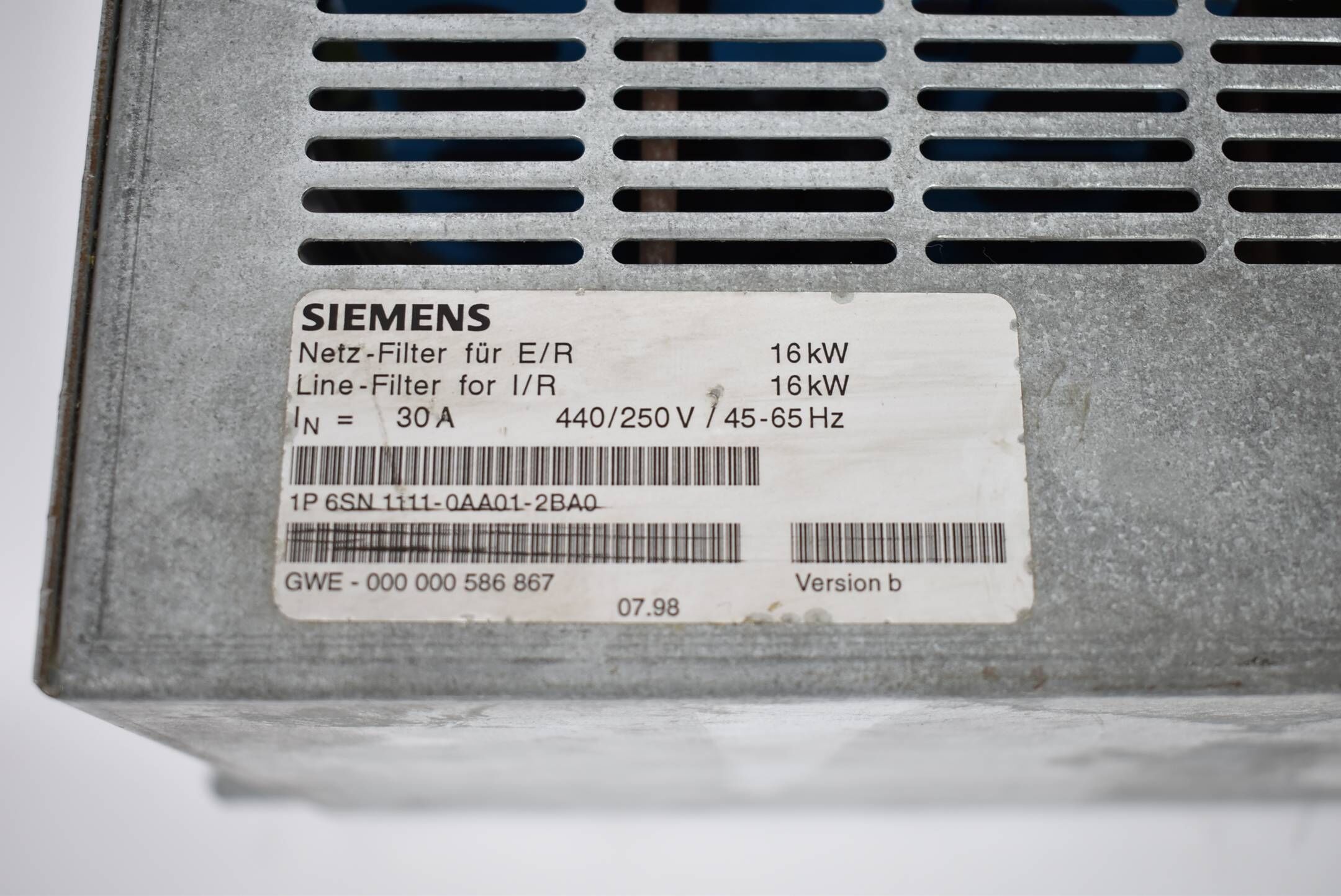Siemens Simodrive 611 Netzfilter 6SN1111-0AA01-2BA0 ( 6SN1111-0AA01-2BA0 )