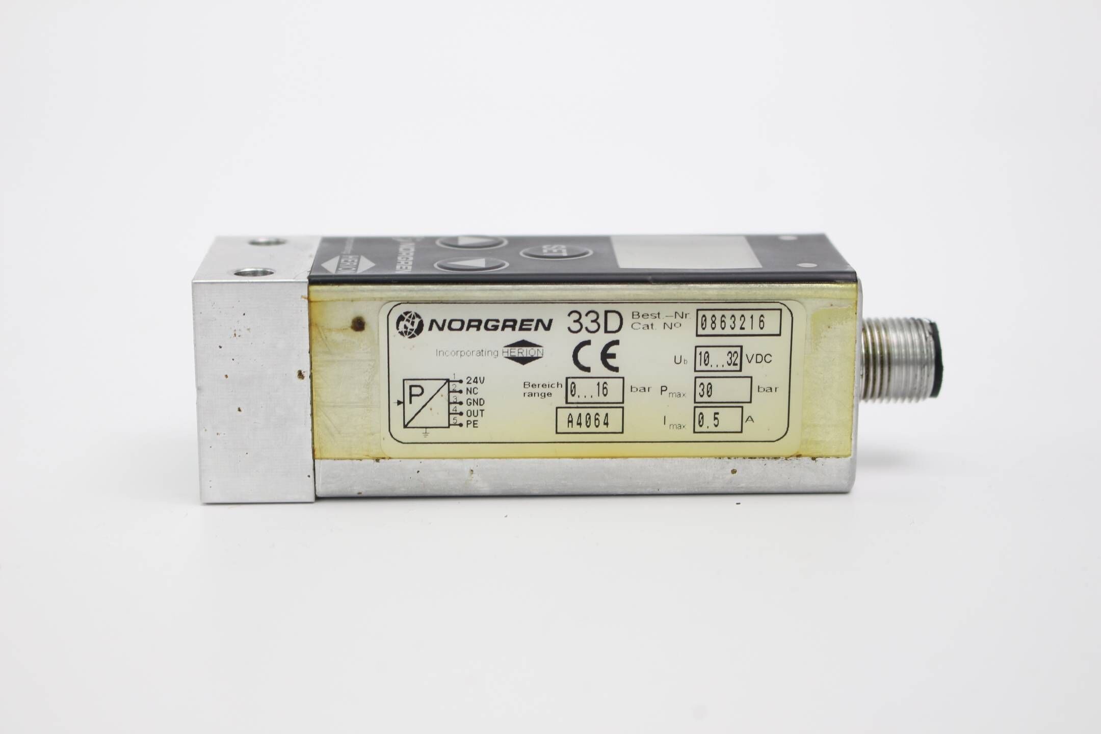 Norgren Pneumatik-Druckschalter elektronisch betätigt 1-16bar G1/4 10-32VDC 33D