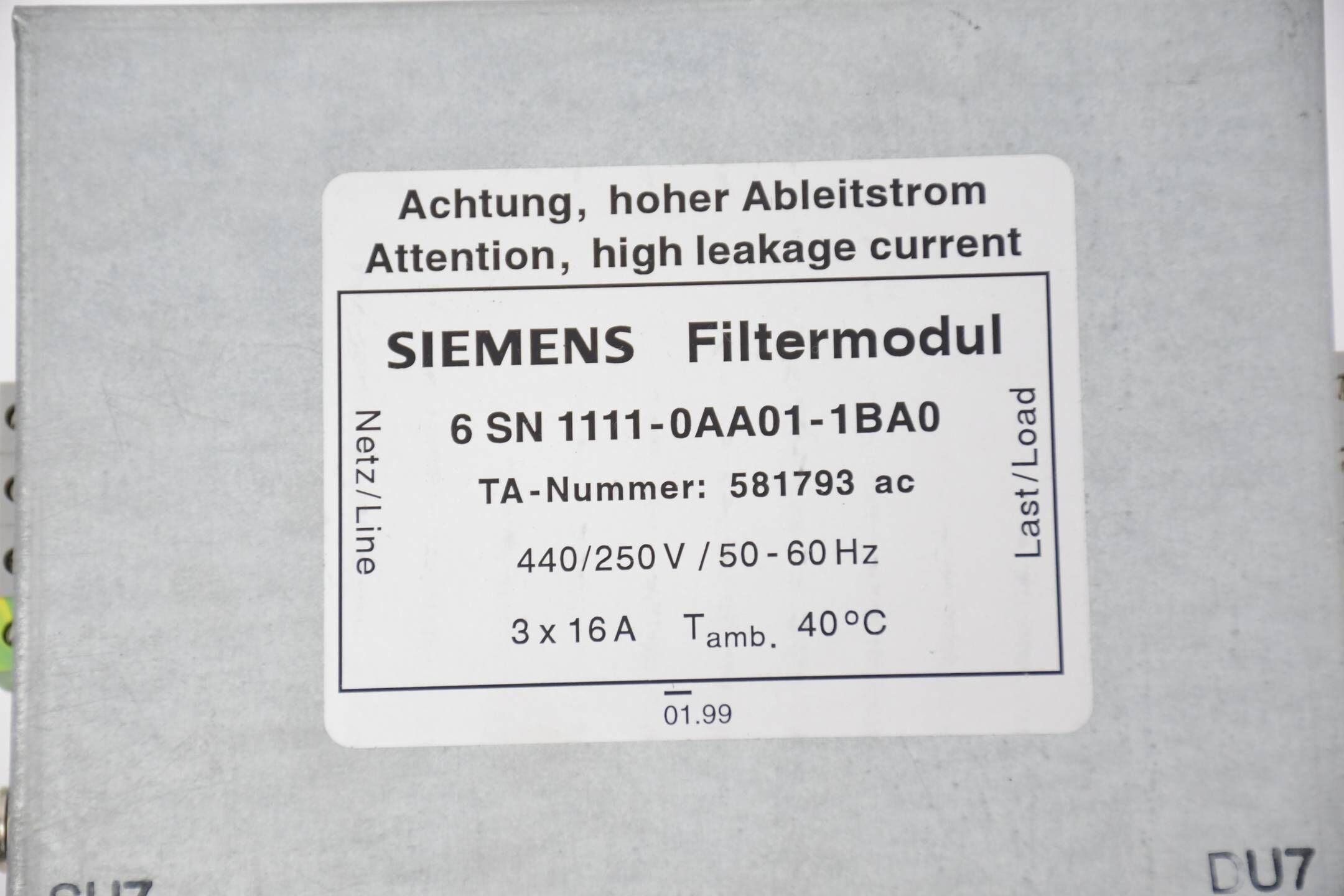 Siemens Simodrive 611 Filtermodul 6SN1111-0AA01-1BA0  ( 6SN1 111-0AA01-1BA0 )