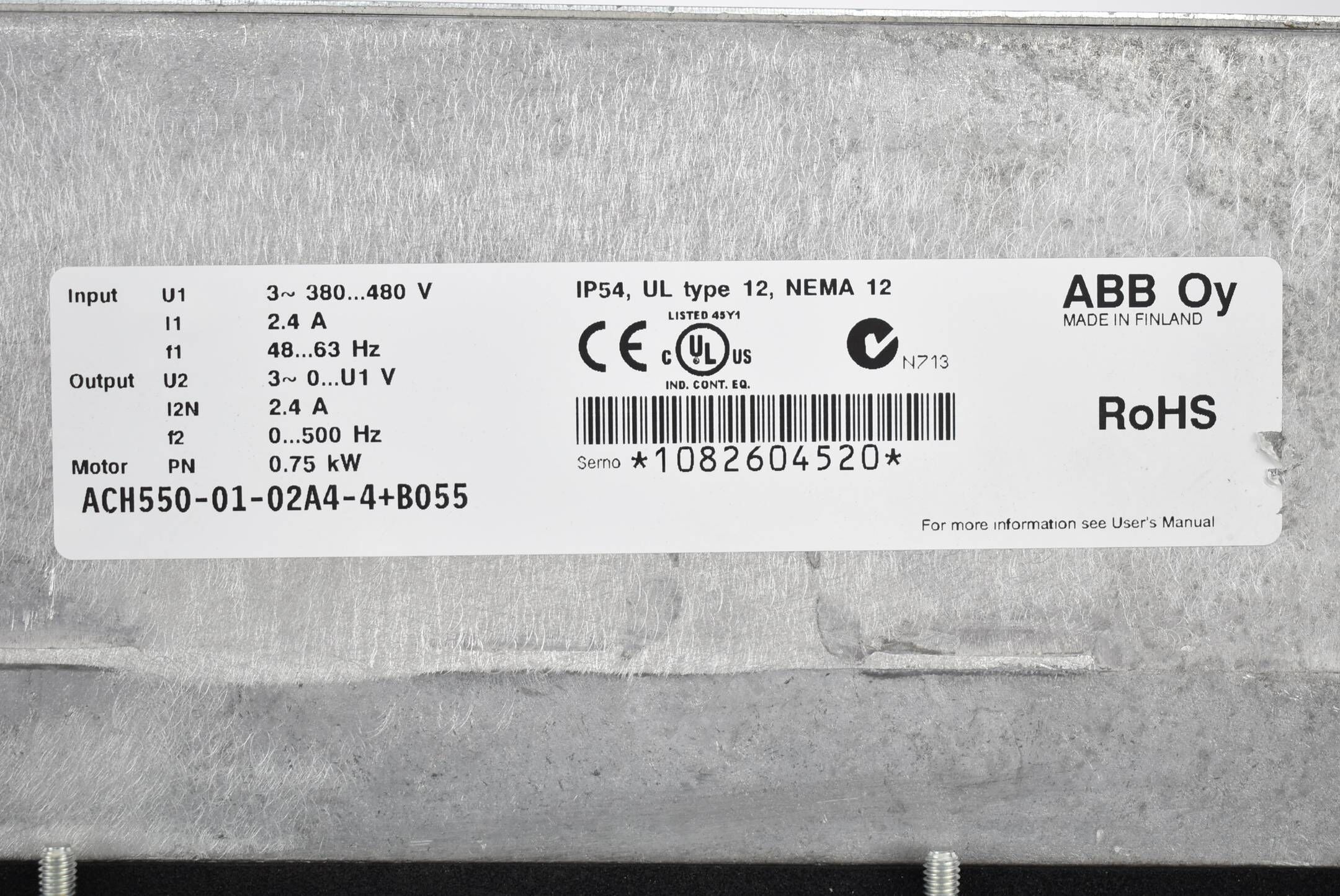 ABB Frequenzumrichter ACH550-01-02A4-4+B055