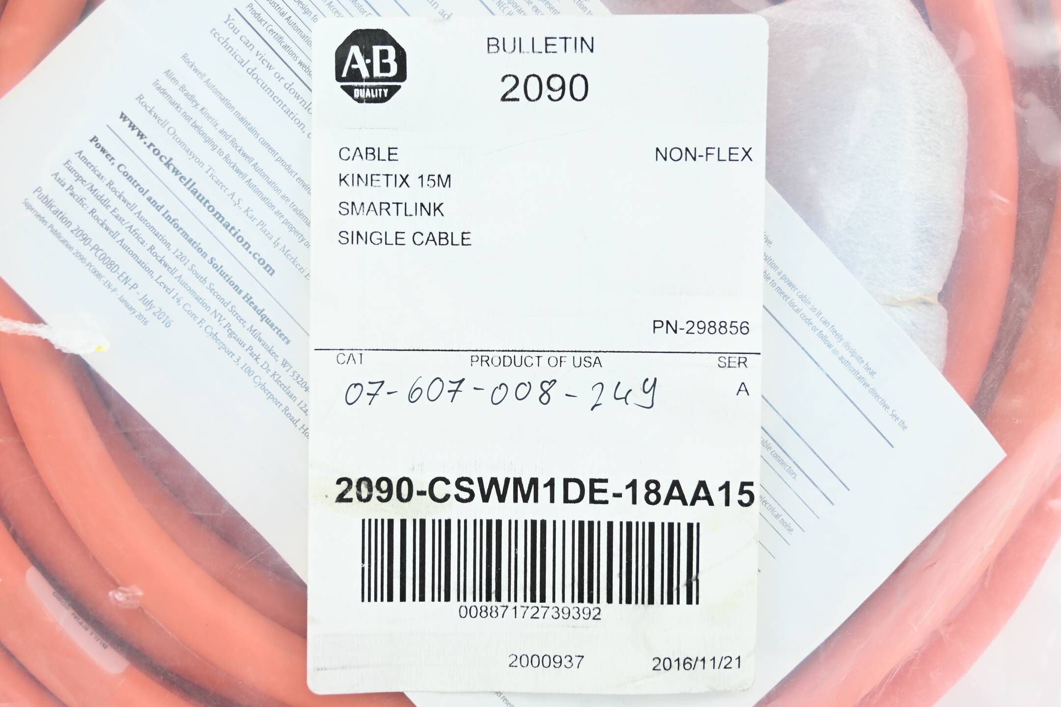 Allen Bradley Kinetix Smartlink Kabel 2090-CSWM1DE-18AA15 ( 15 Meter )