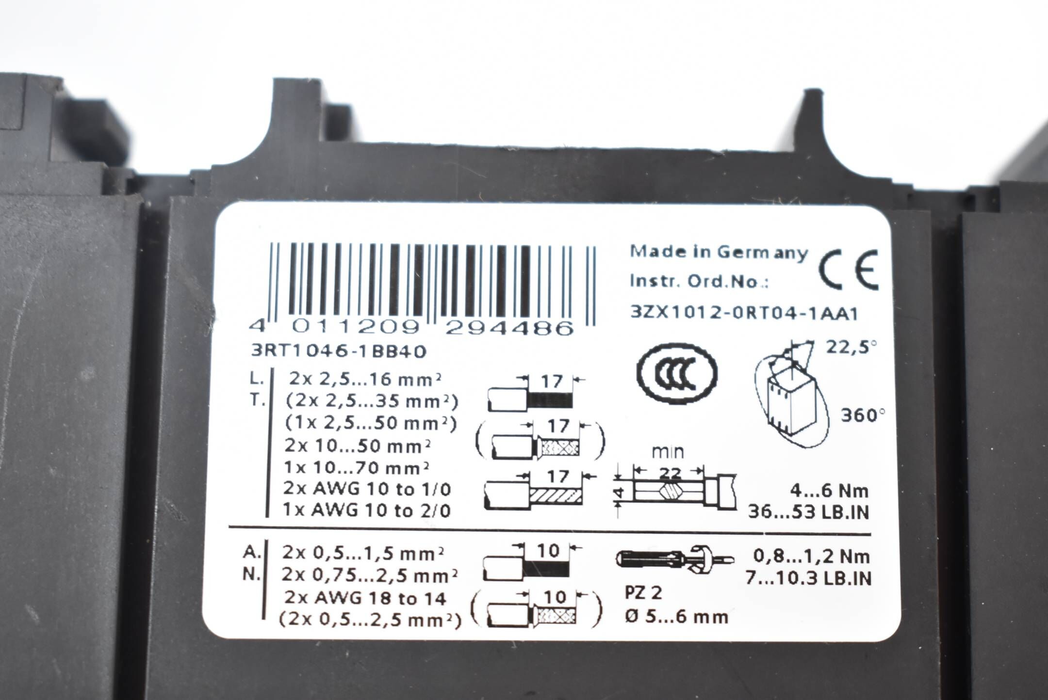 Siemens Sirius Leistungsschütz 3RT1046-1BB40 ( 3RT1 046-1BB40 )