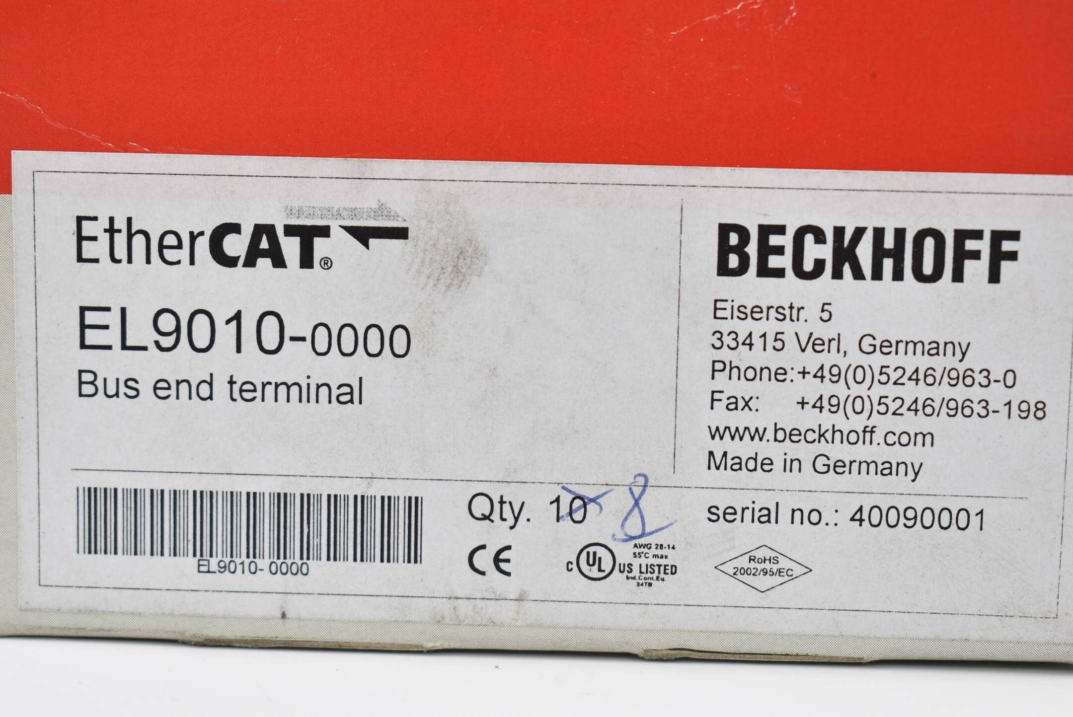 Beckhoff Busendklemme 2 Stück EL9010 ( EL 9010 )