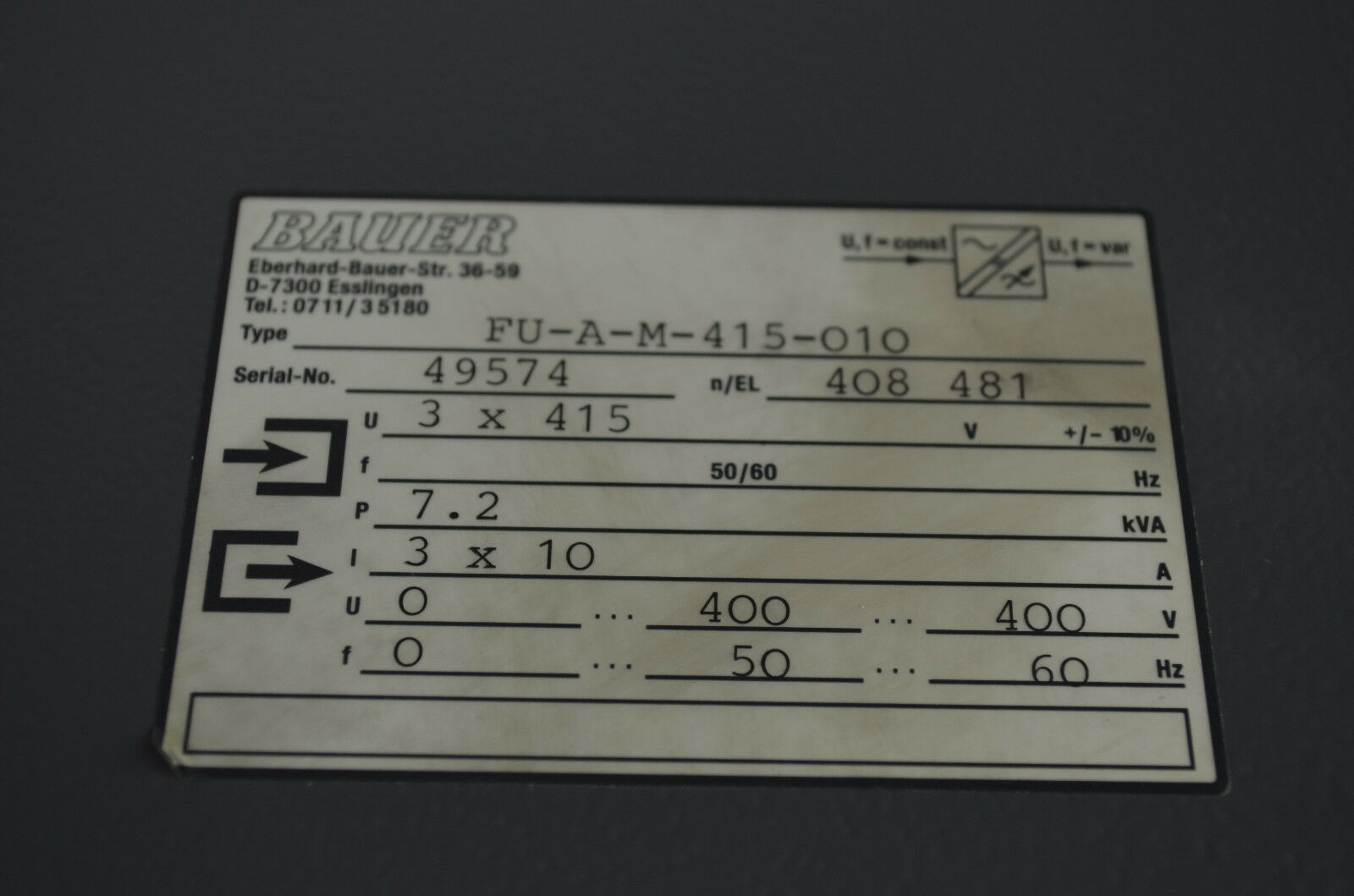 Bauer Frequenzumrichter FU-A-M-415-010